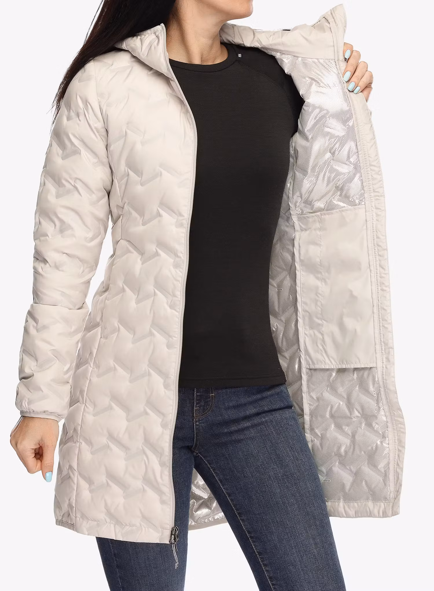 Dámský péřový kabát Columbia Delta Ridge II Long Down Jacket - dark stone