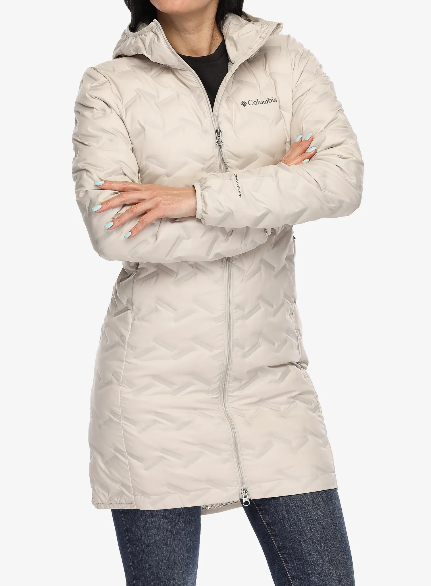 Dámský péřový kabát Columbia Delta Ridge II Long Down Jacket - dark stone
