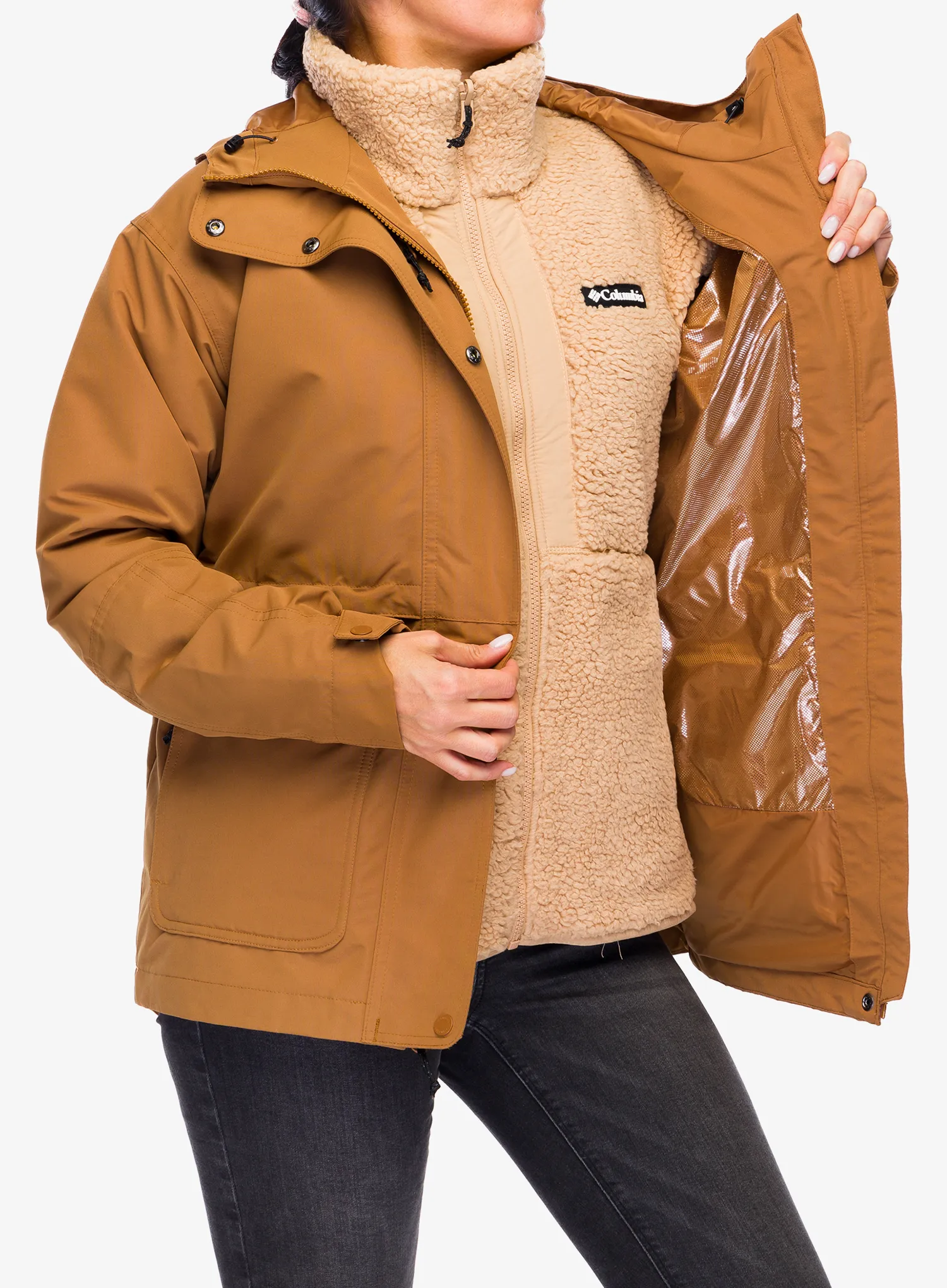 Bunda 3v1 dámská Columbia Drop Ridge II Interchange Jacket - camel brown