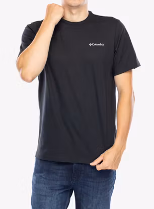 Tričko s potiskem Columbia Explorers Canyon Back S/S Tee - black/torn moonscape