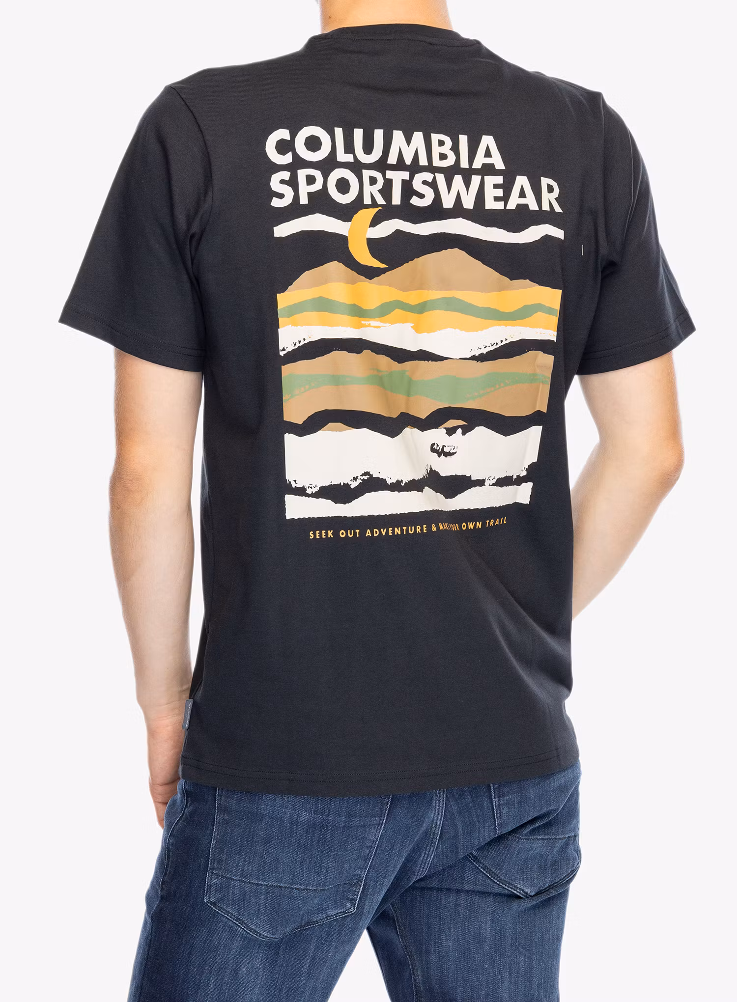 Tričko s potiskem Columbia Explorers Canyon Back S/S Tee - black/torn moonscape