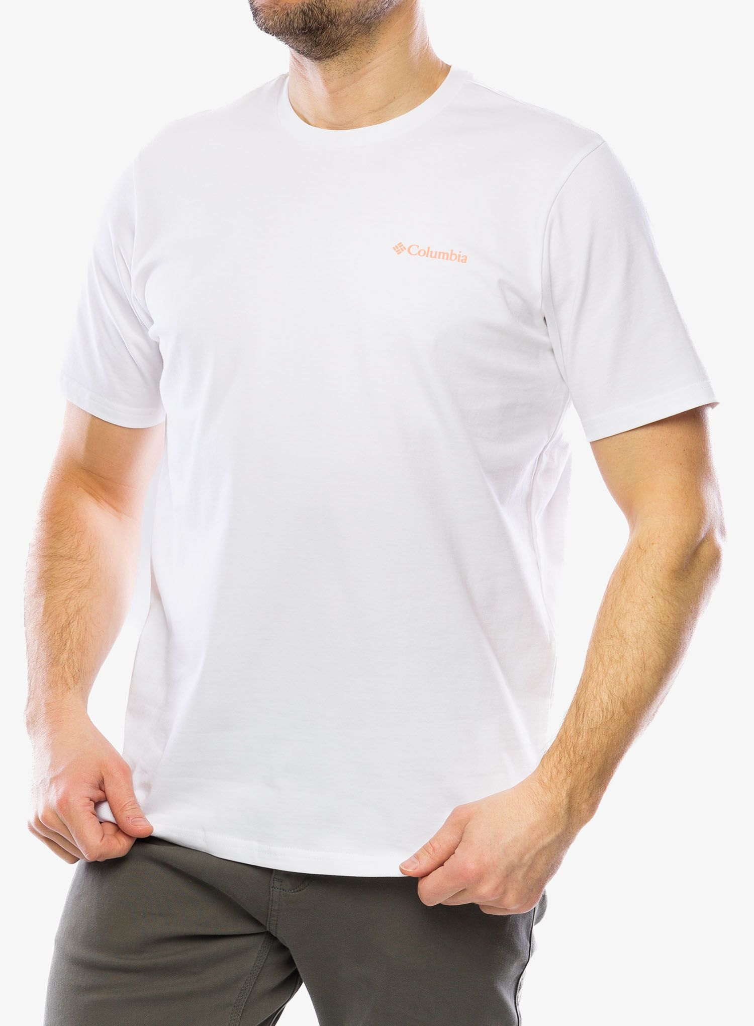 Tričko s potiskem Columbia Explorers Canyon Back S/S Tee - white/bearly tribe