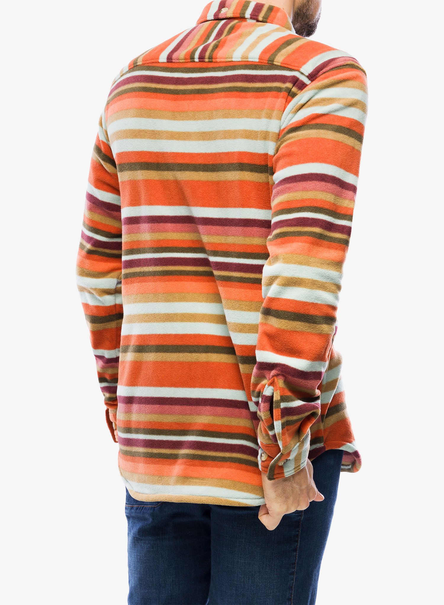 Pánská turistická košile Columbia Flare Gun Fleece Over Shirt - warp red surfcrest stripe