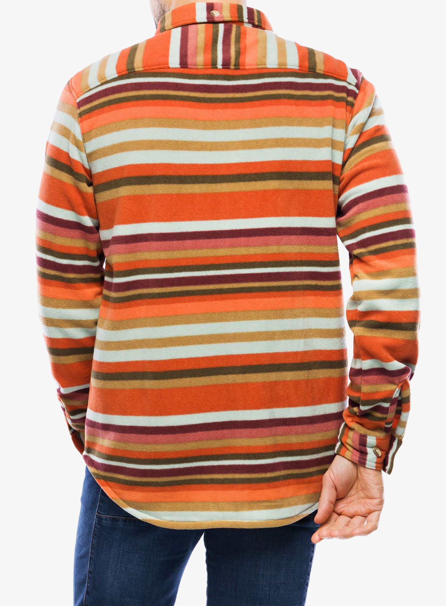 Pánská turistická košile Columbia Flare Gun Fleece Over Shirt - warp red surfcrest stripe
