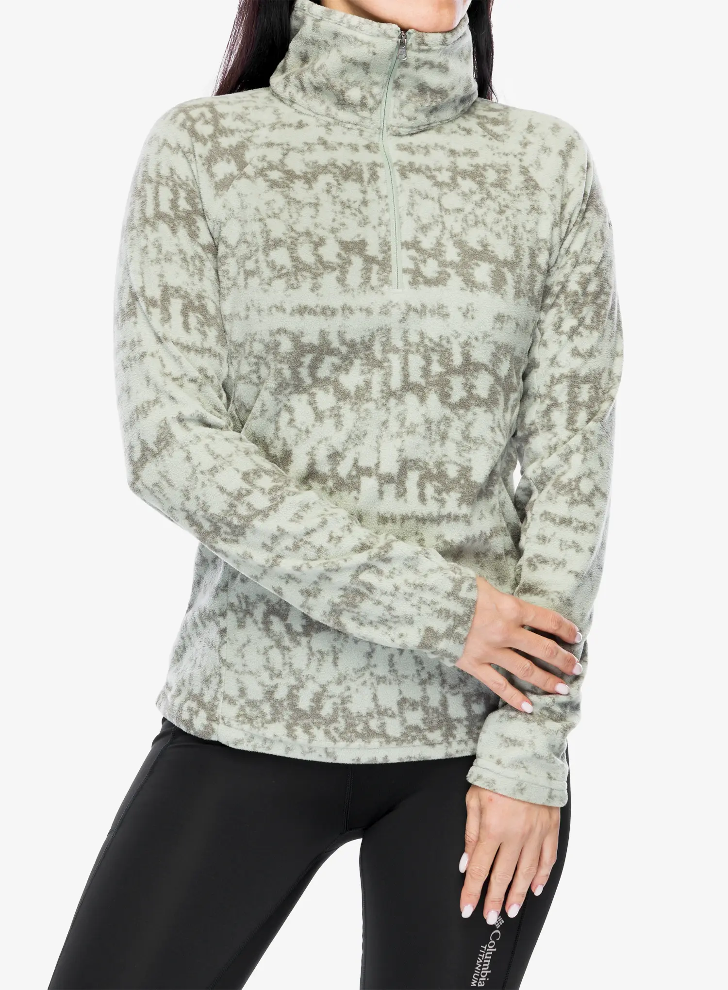Dámská mikina bez kapuce Columbia Glacial IV Print 1/2 Zip - safari stippled stripe