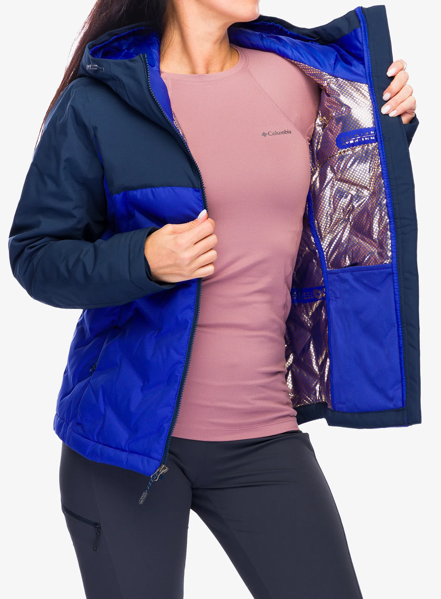 Dámská péřová bunda Columbia Grand Trek III Down Jacket - clematis blue/collegiate navy