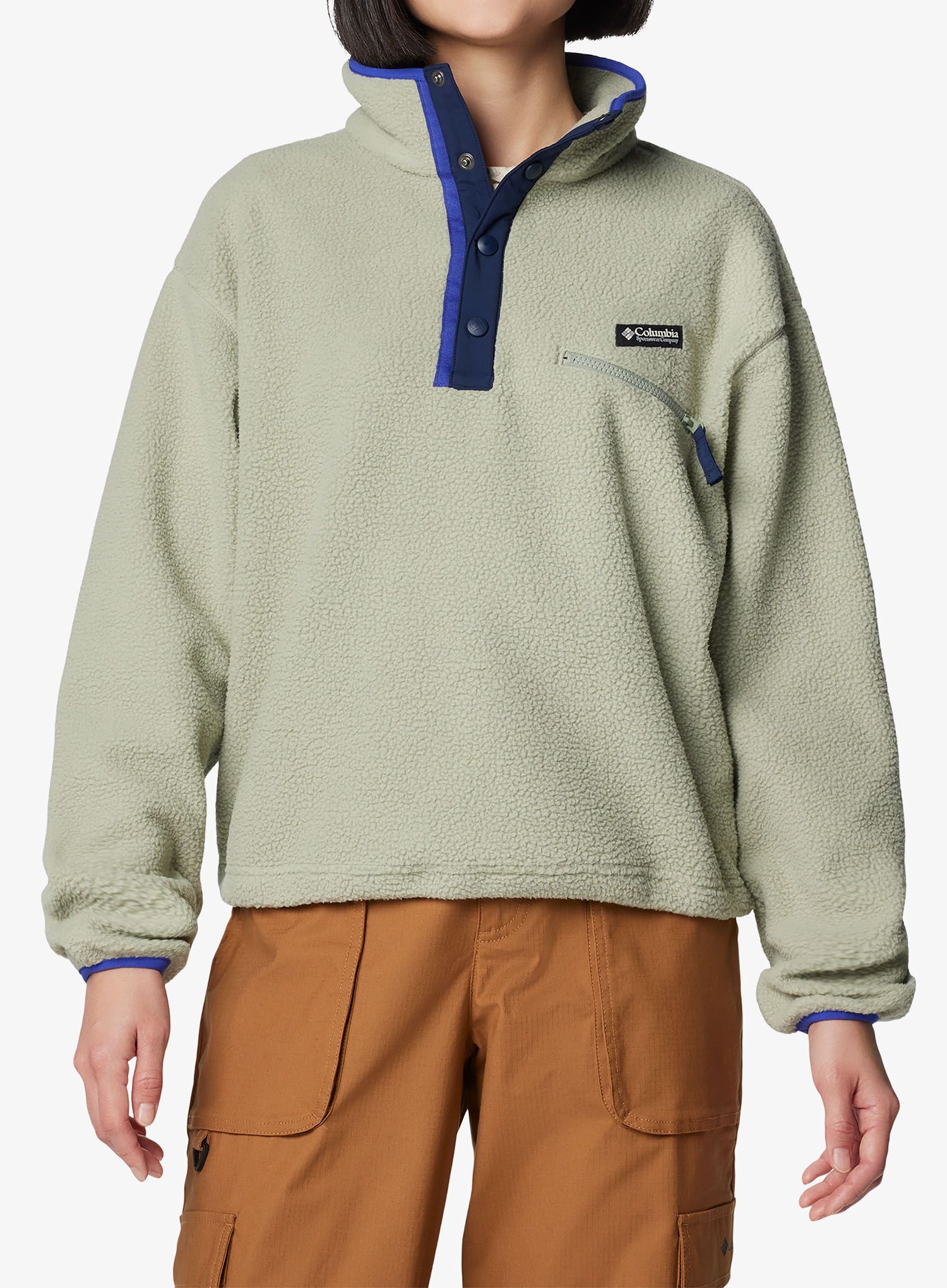 Dámská mikina Columbia Helvetia II Cropped Half Snap Fleece - safari