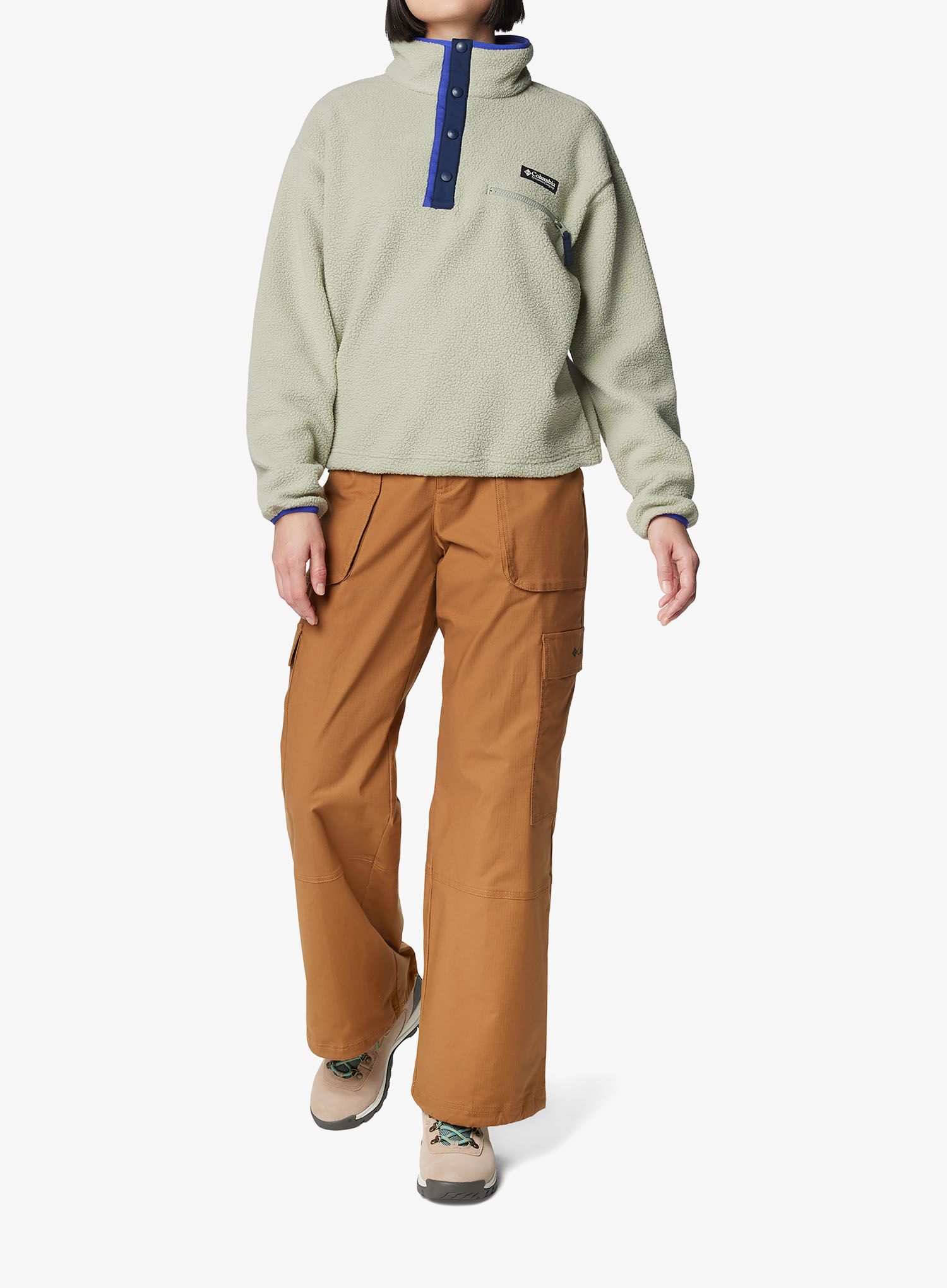 Dámská mikina Columbia Helvetia II Cropped Half Snap Fleece - safari