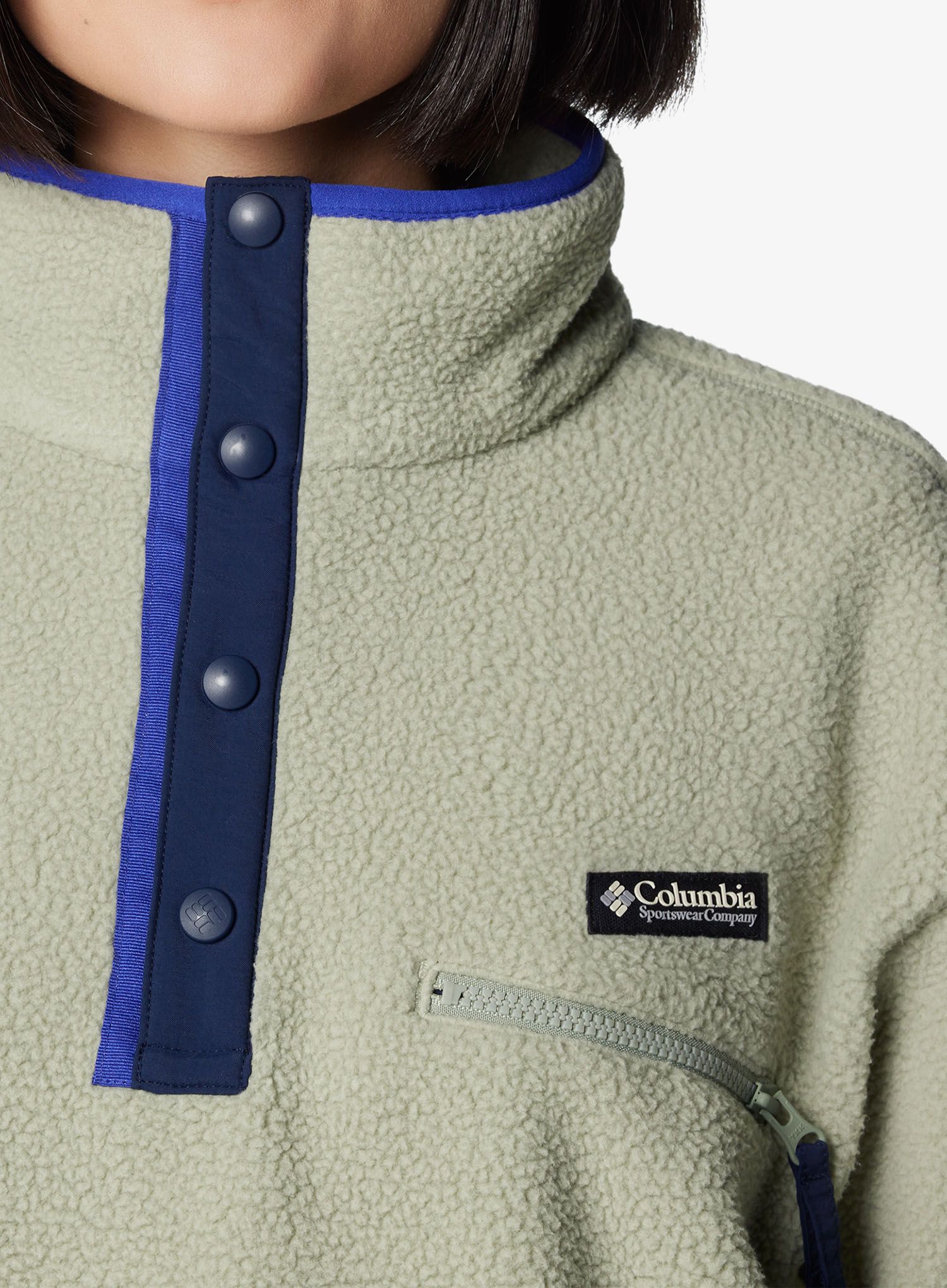 Dámská mikina Columbia Helvetia II Cropped Half Snap Fleece - safari