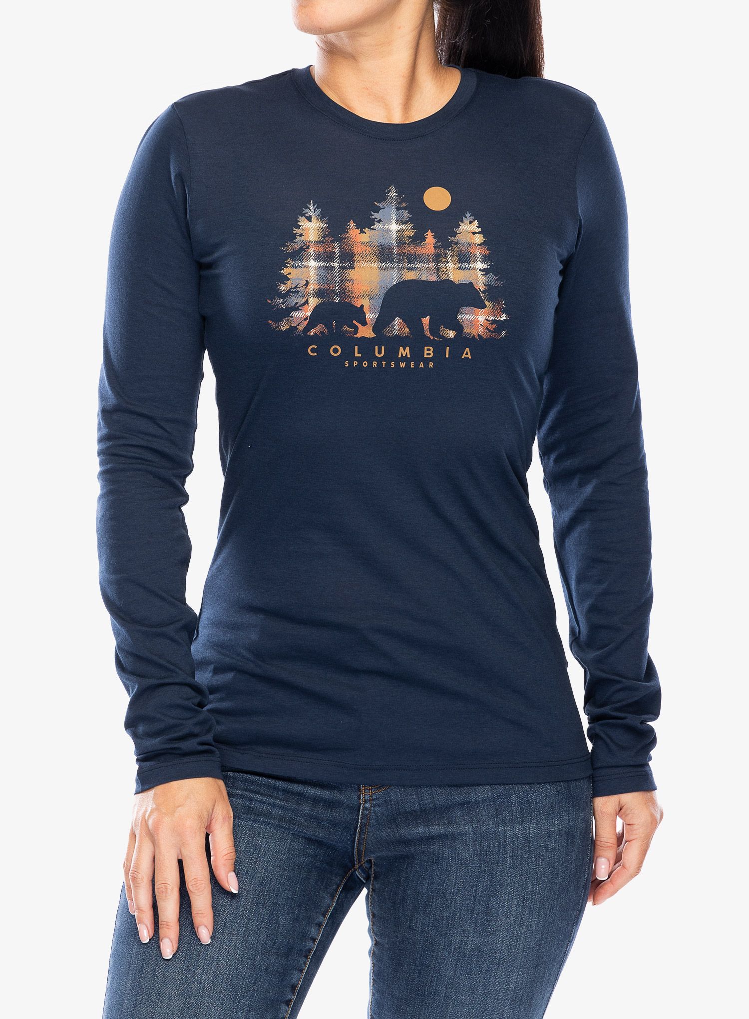 Dámské tričko s dlouhým rukávem Columbia Hidden Haven Long Sleeve Tee - navy/treehome plaid