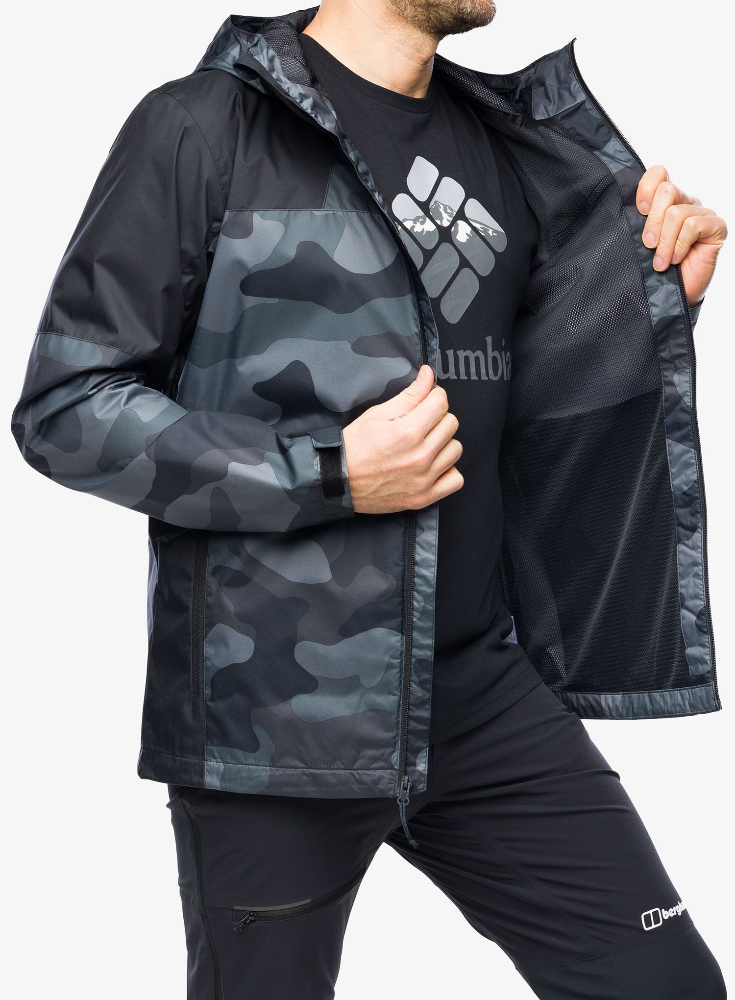 Bunda do deště Columbia Inner Limits III Jacket - black mod camo print/black