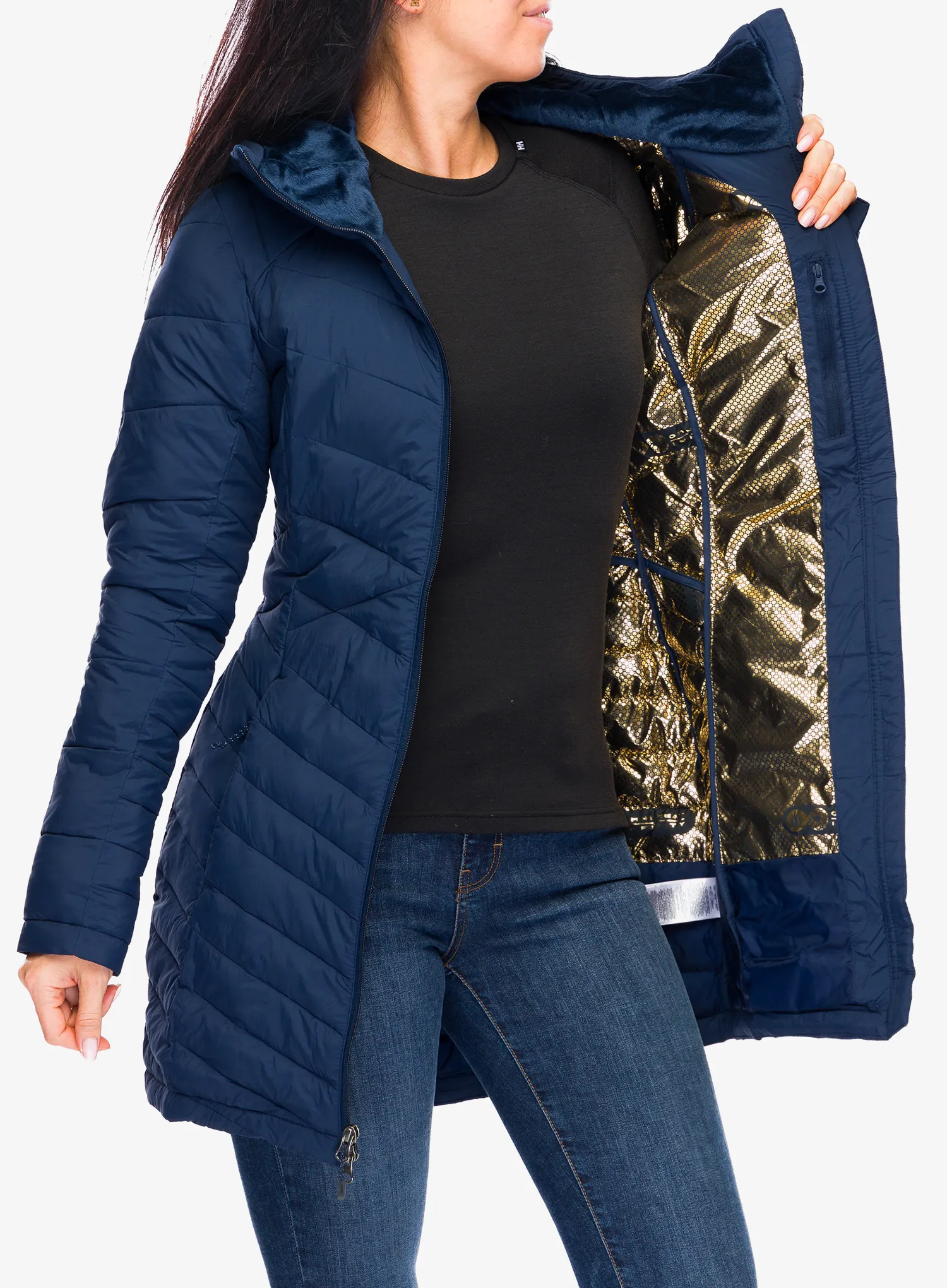 Dámský kabát Columbia Joy Peak II Mid Jacket - collegiate navy/snowdrift/blue