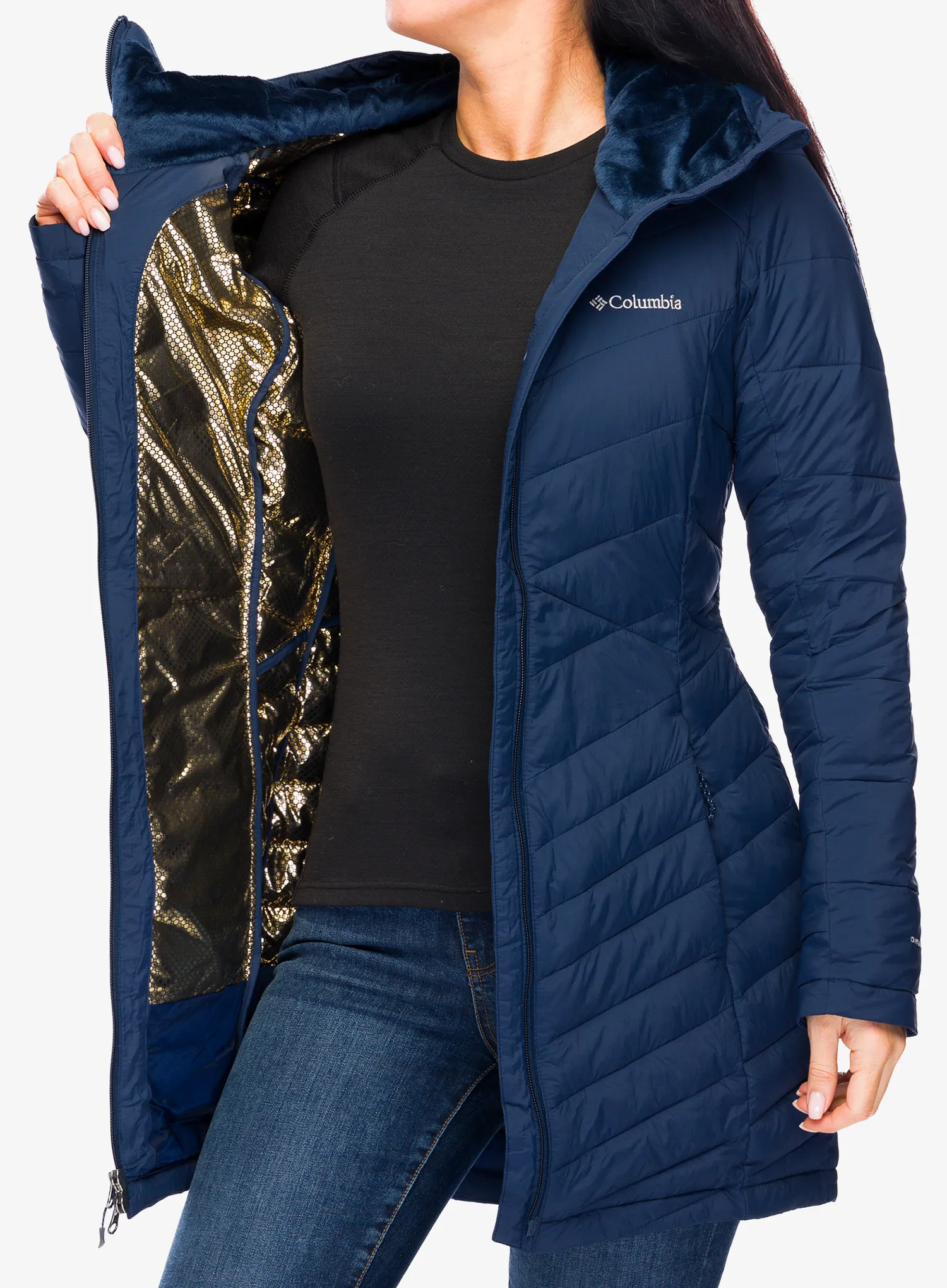 Dámský kabát Columbia Joy Peak II Mid Jacket - collegiate navy/snowdrift/blue