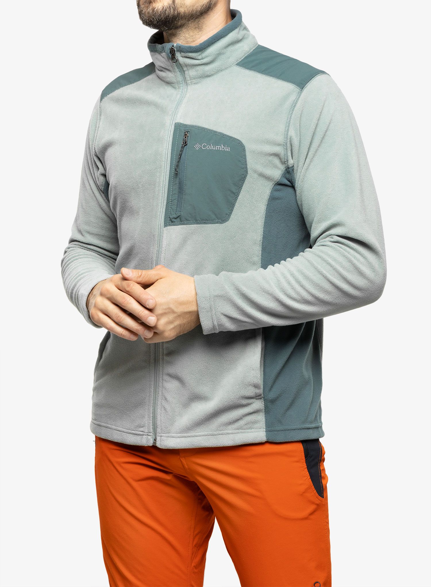 Fleece mikina Columbia Klamath Range Full Zip - niagara/metal