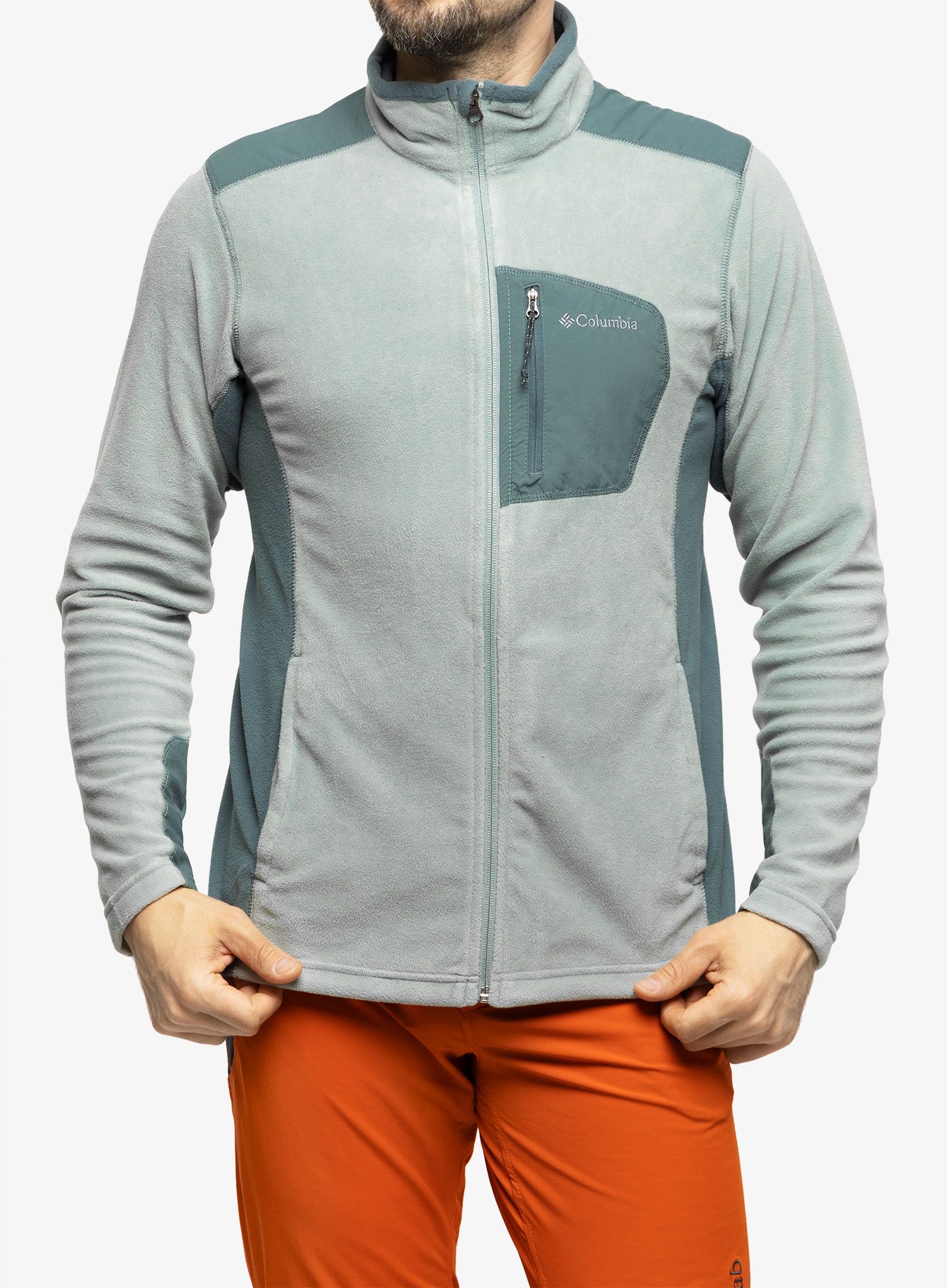 Fleece mikina Columbia Klamath Range Full Zip - niagara/metal