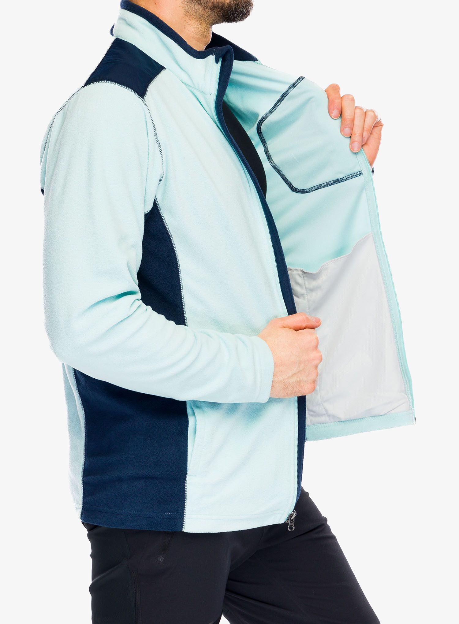 Fleece mikina Columbia Klamath Range Full Zip - spray/collegiate navy
