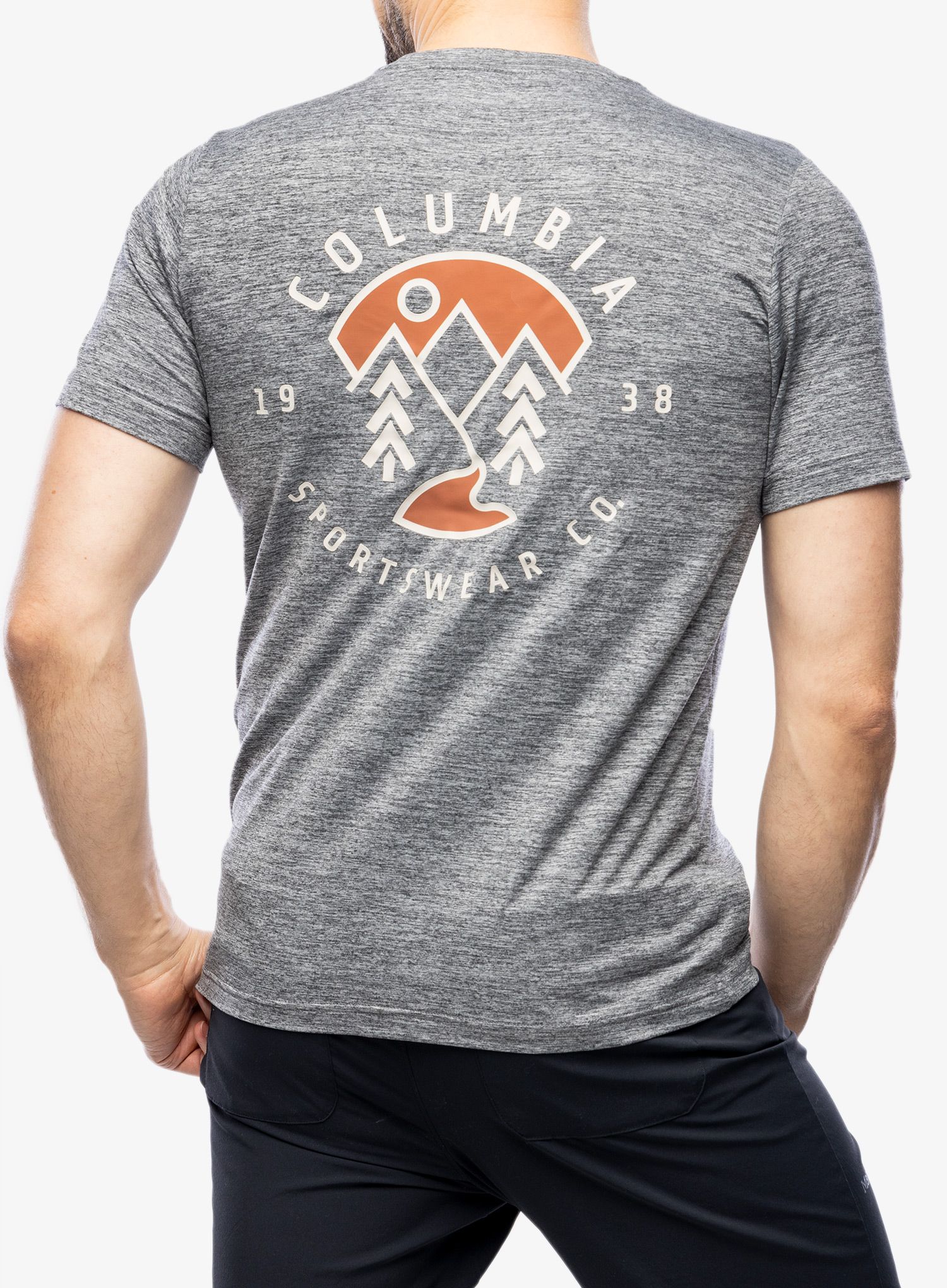 Tričko s potiskem Columbia Kwick Hike Back Graphic S/S Tee - black/naturally boundless