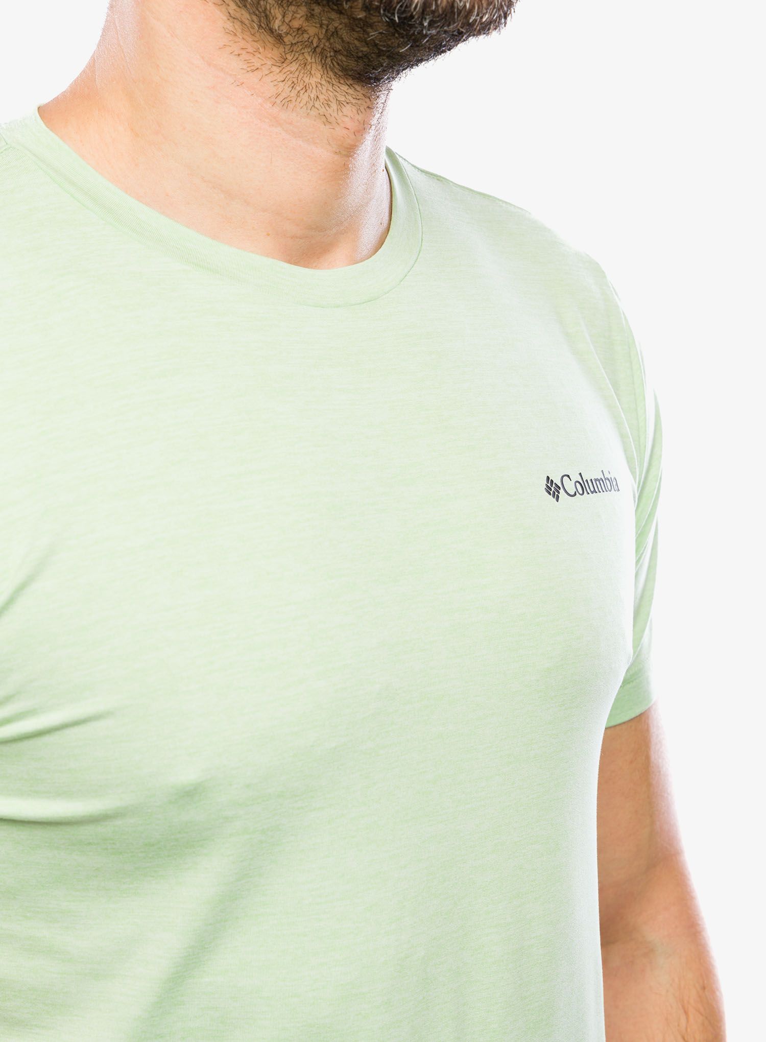 Rychleschnoucí triko Columbia Kwick Hike Back Graphic S/S Tee - sage leaf heather/moonscape