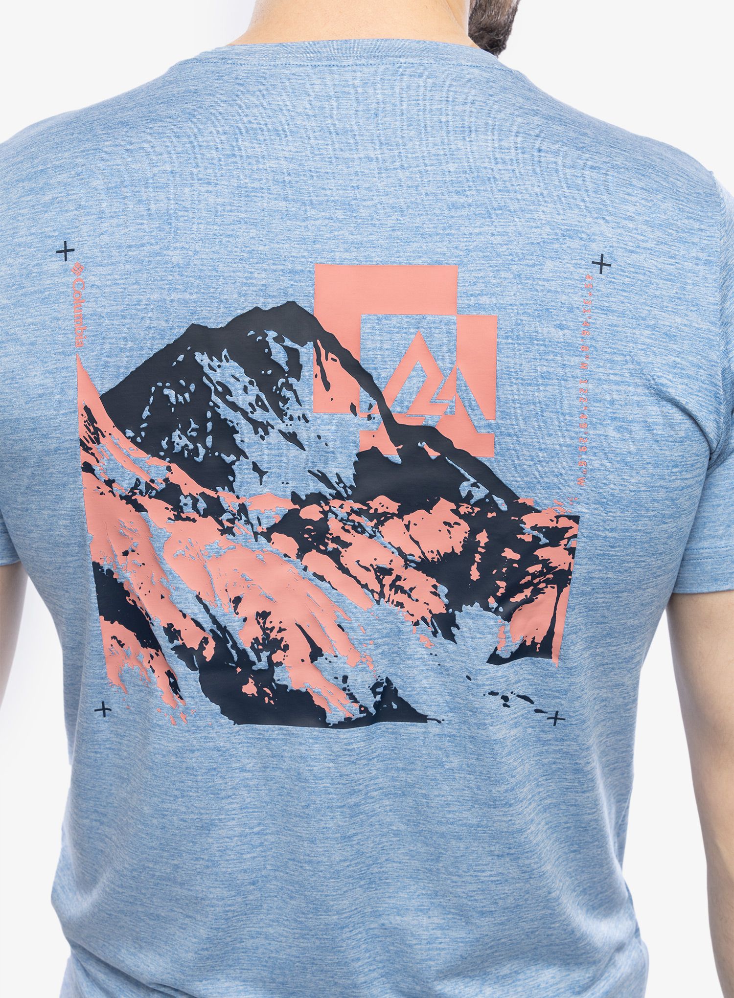 Rychleschnoucí triko Columbia Kwick Hike Back Graphic S/S Tee - skyler heather/mountainair