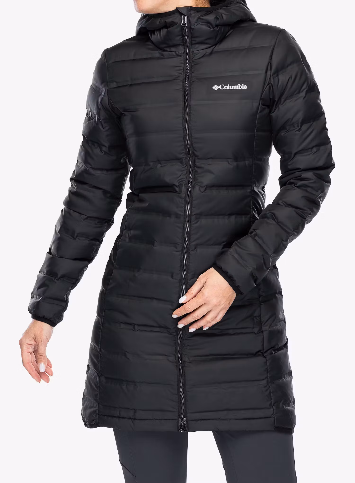 Dámský péřový kabát Columbia Lake 22  II Down Long Hooded Jacket - black