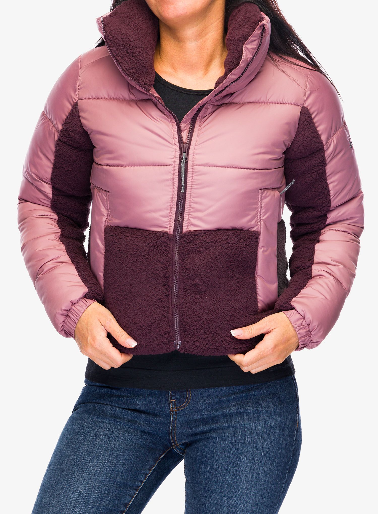 Zateplená bunda dámská Columbia Leadbetter Point II Sherpa Hybrid - fig/moonvista