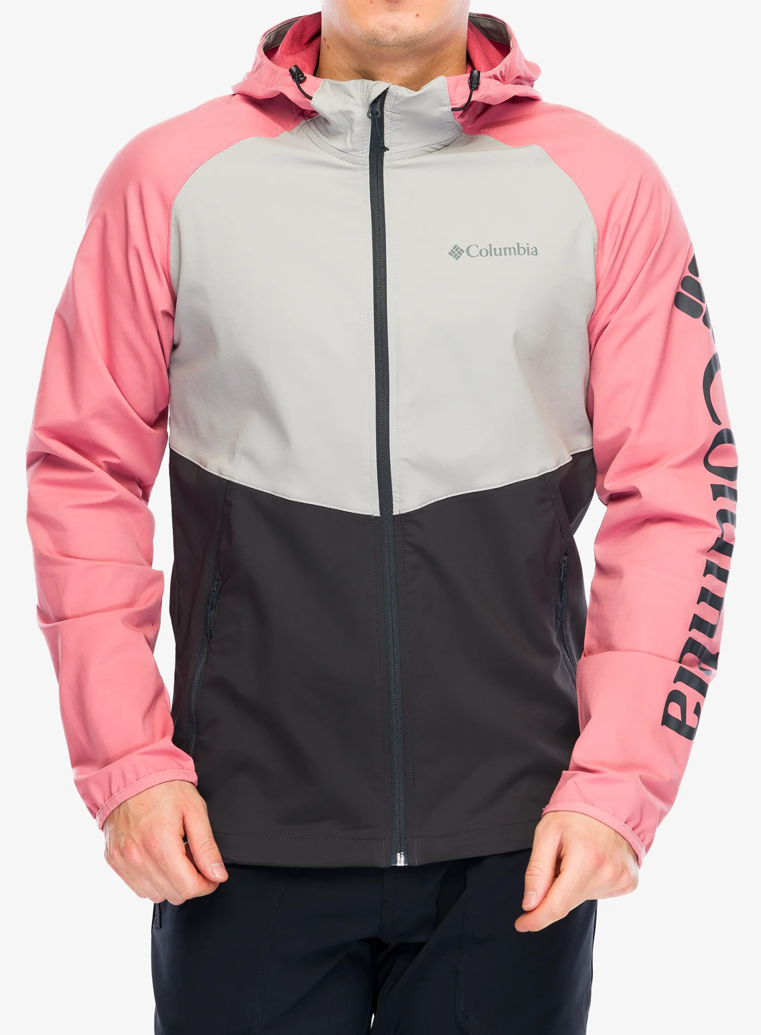Softshellová bunda Columbia Panther Creek Jacket - flint grey/shark/pink agave
