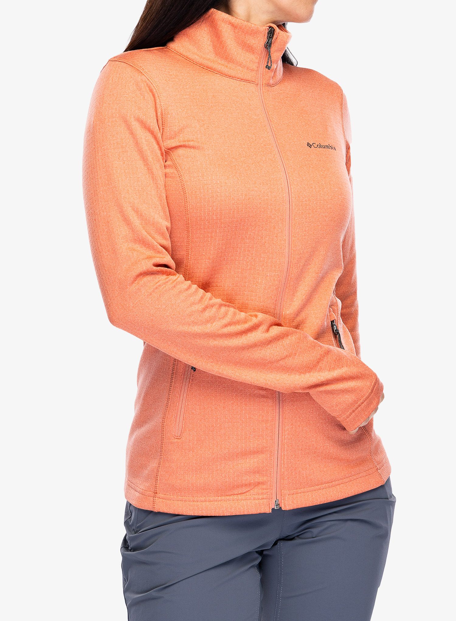 Dámská mikina na zip Columbia Park View Grid Fleece Full Zip - faded peach heather