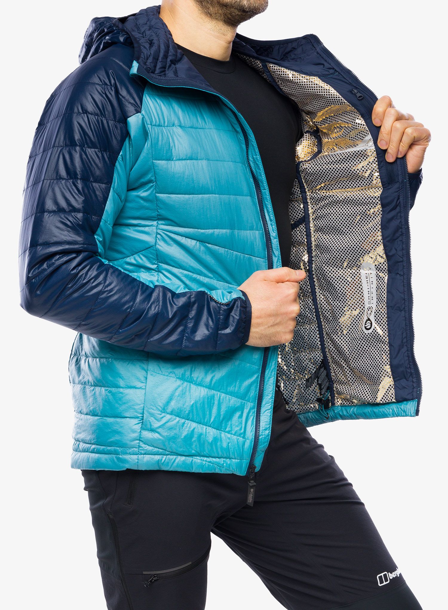 Zateplená bunda Columbia Platinum Peak Hooded Jacket - shasta/collegiate navy