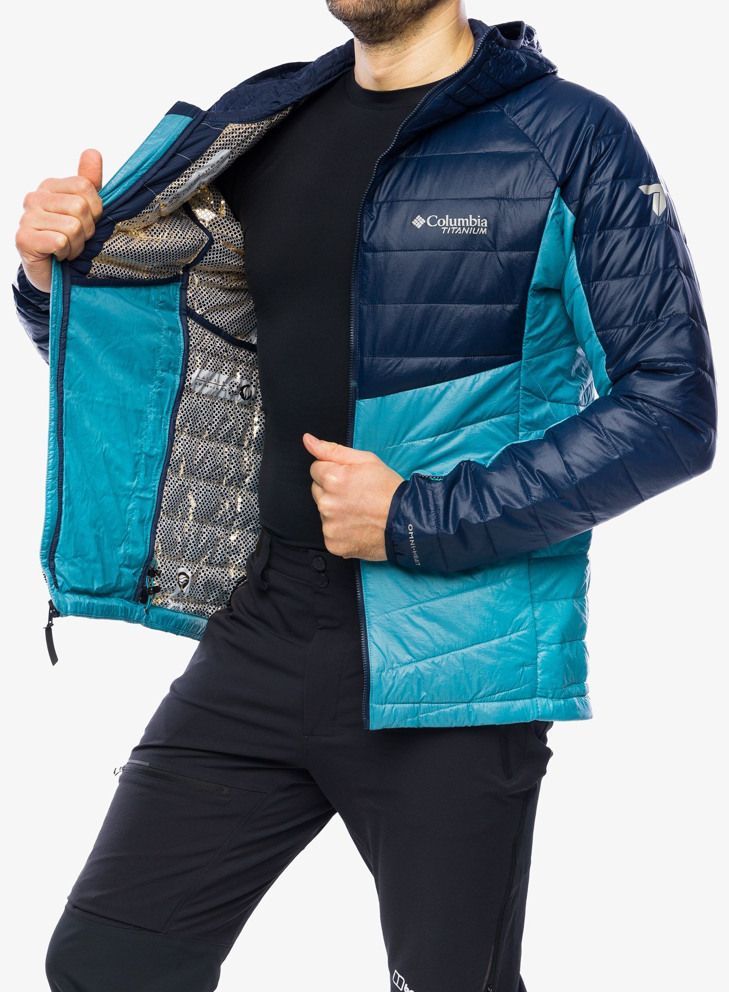 Zateplená bunda Columbia Platinum Peak Hooded Jacket - shasta/collegiate navy