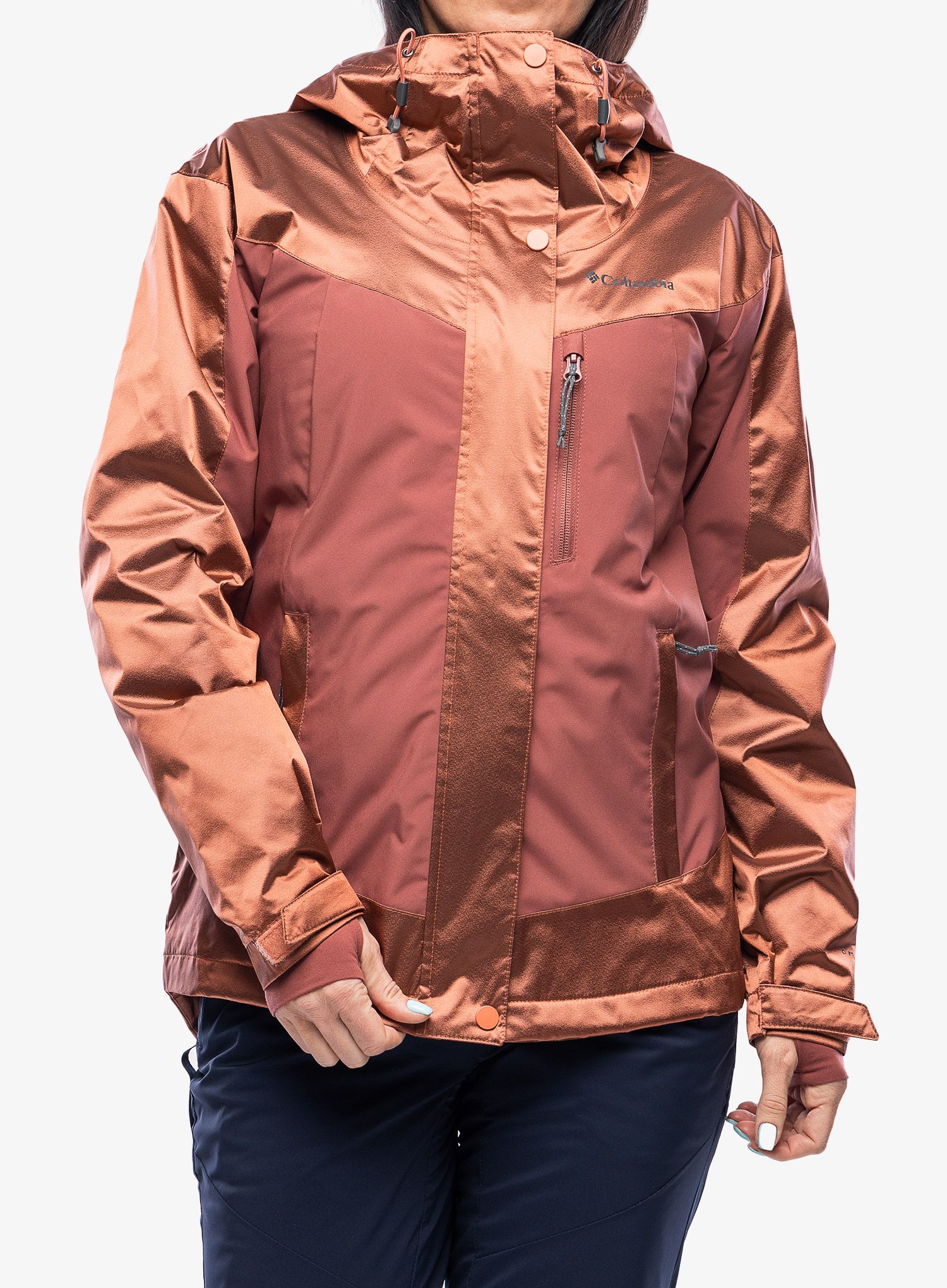 Zateplená bunda dámská Columbia Point Park Insulated Jacket - faded peach sheen/beetroot