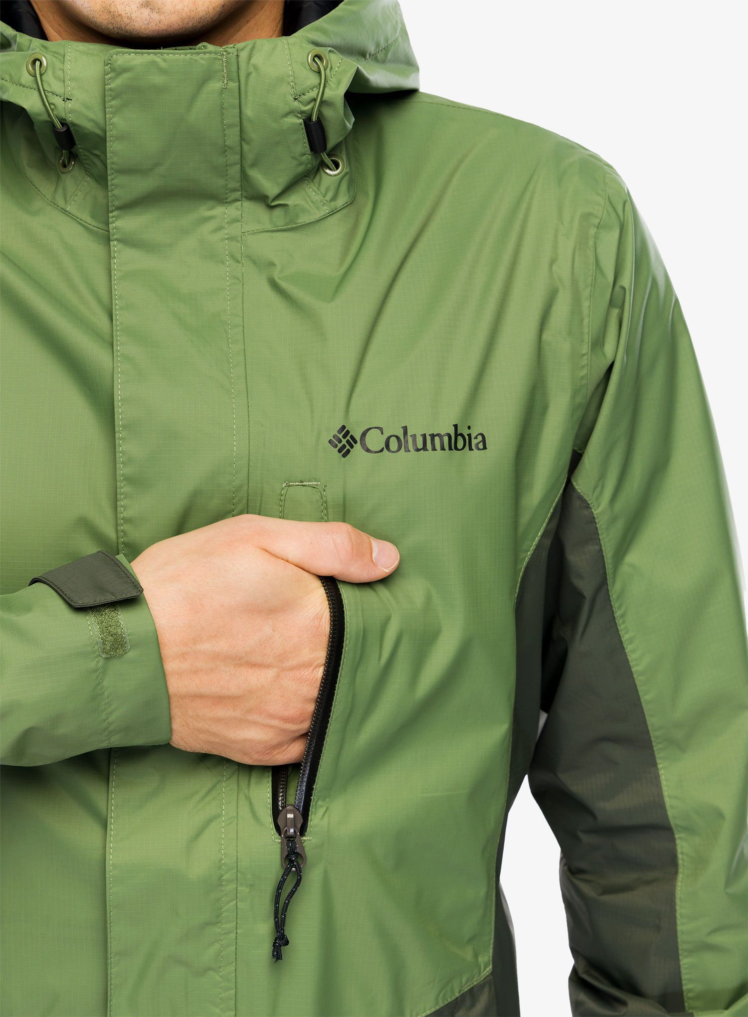 Bunda do deště Columbia Pouring Adventure III Jacket - canteen/greenscape