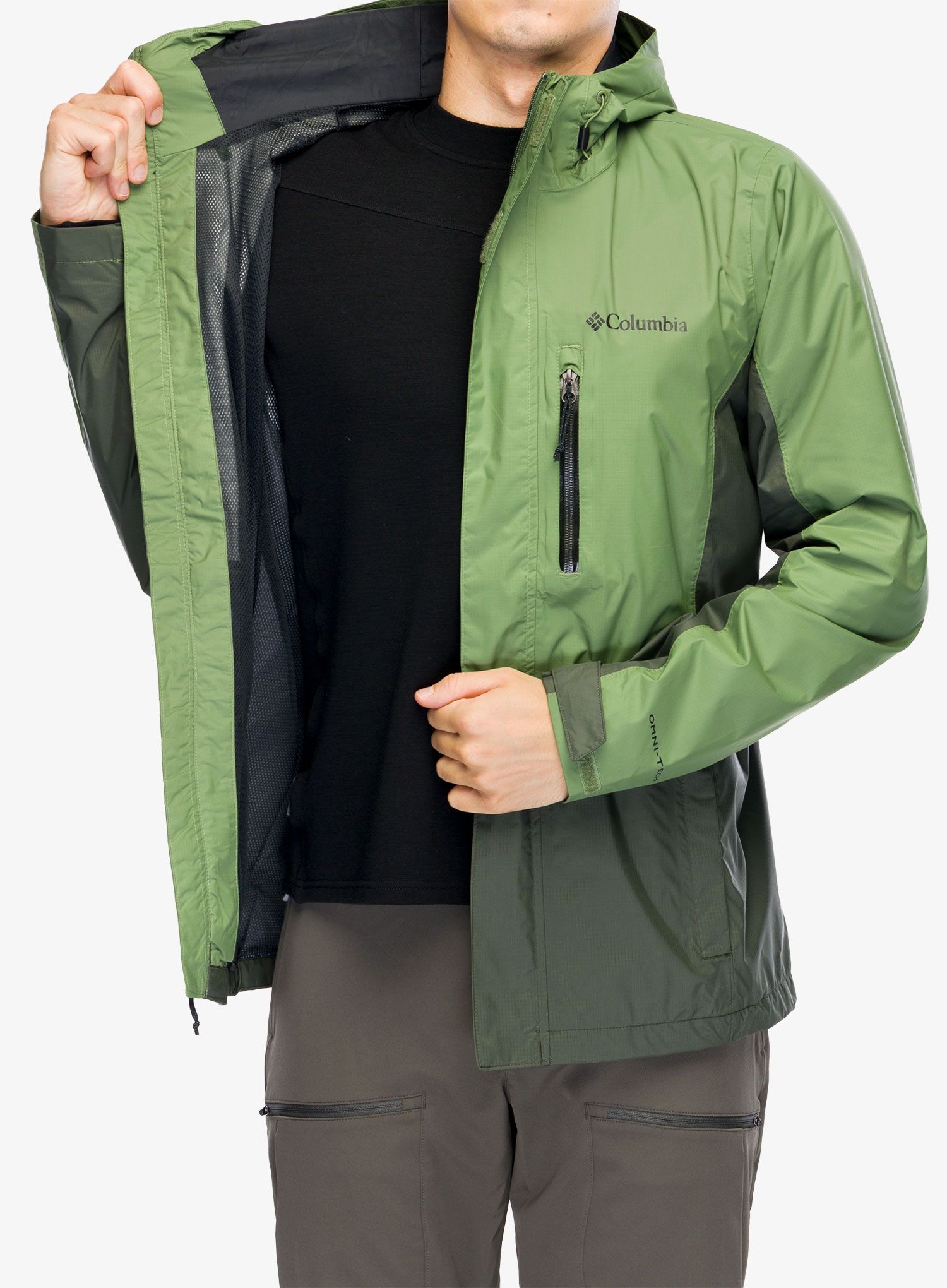 Bunda do deště Columbia Pouring Adventure III Jacket - canteen/greenscape