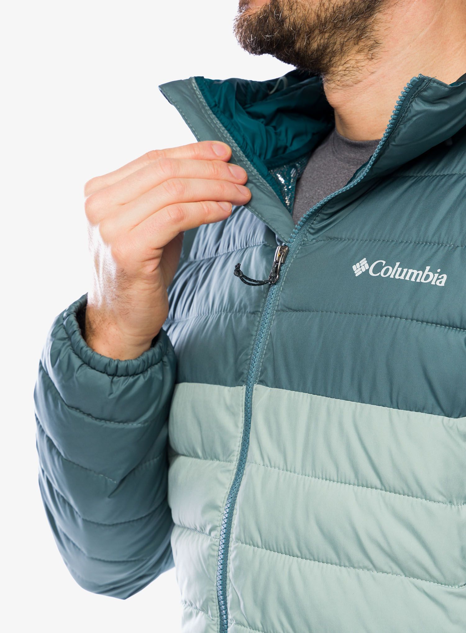 Pánská bunda Columbia Powder Lite Hooded Jacket - niagara/metal