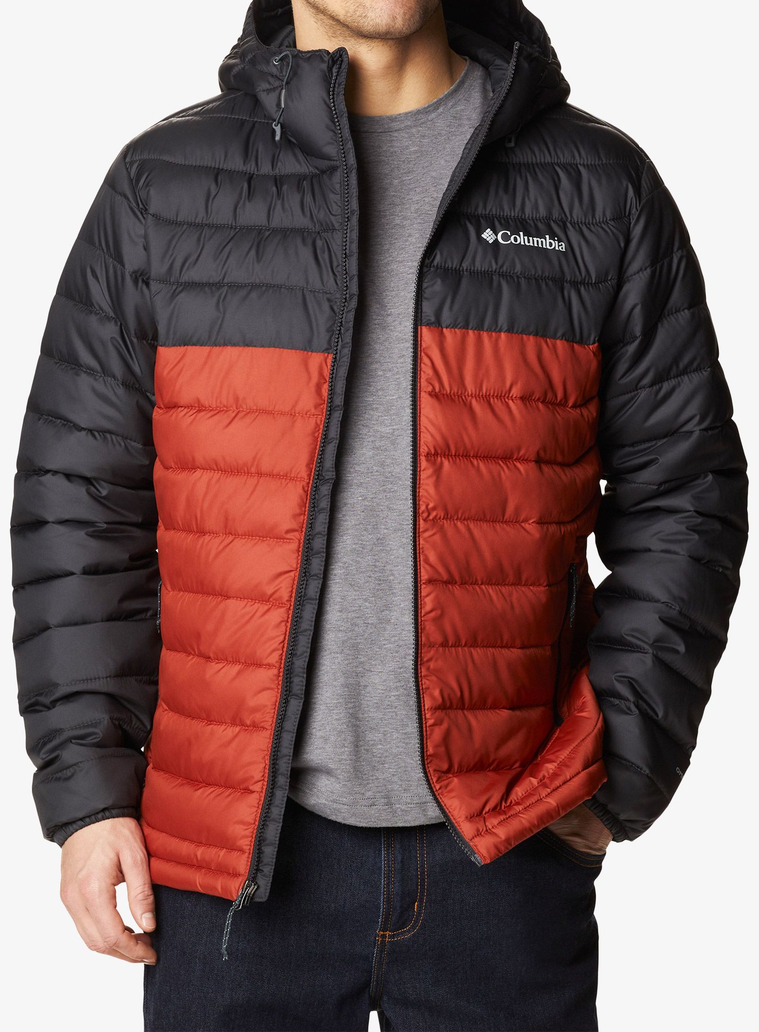 Zateplená bunda Columbia Powder Lite Hooded Jacket - warp red/shark