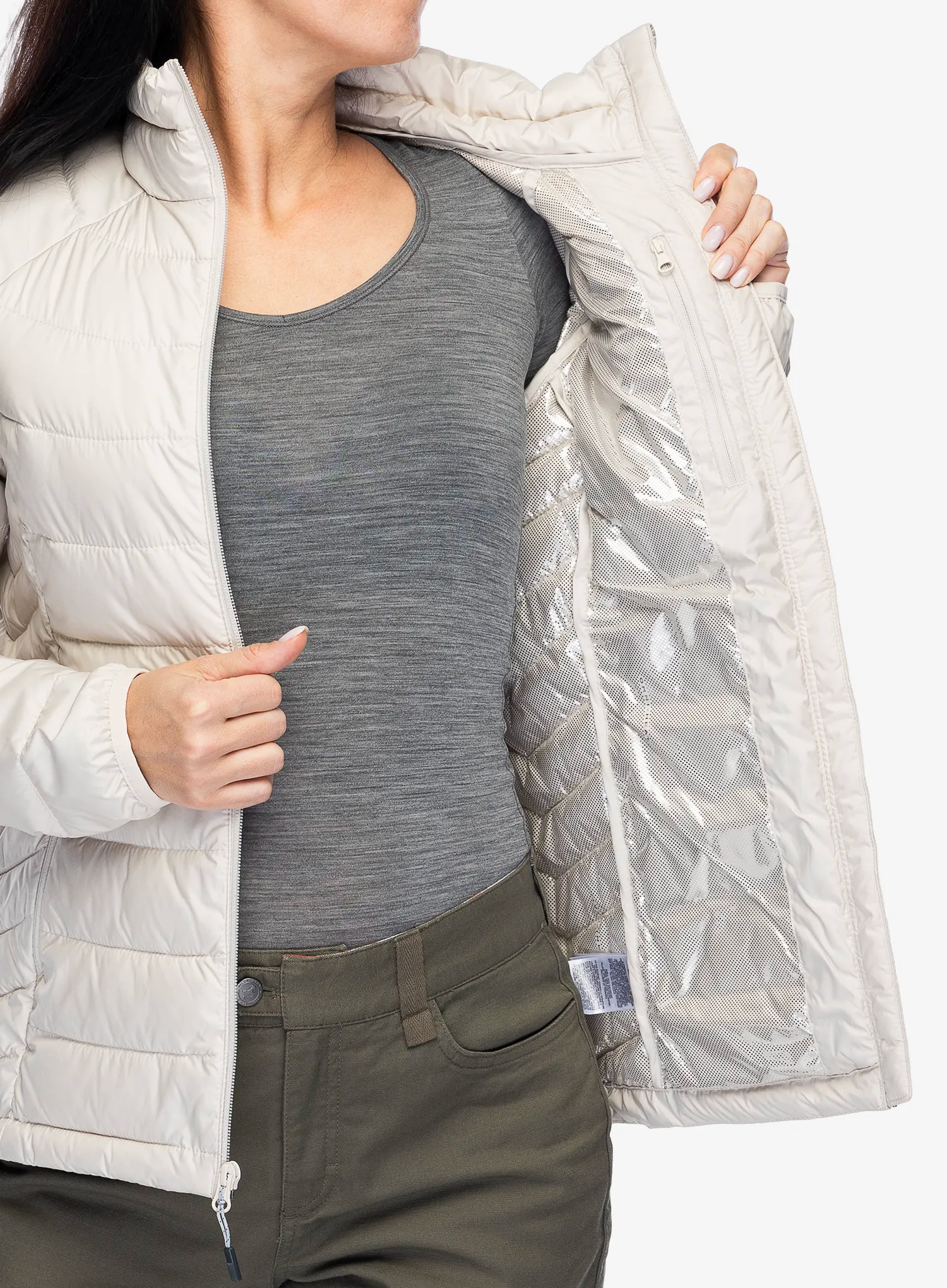 Zateplená bunda dámská Columbia Powder Lite II Full Zip Jacket - dark stone