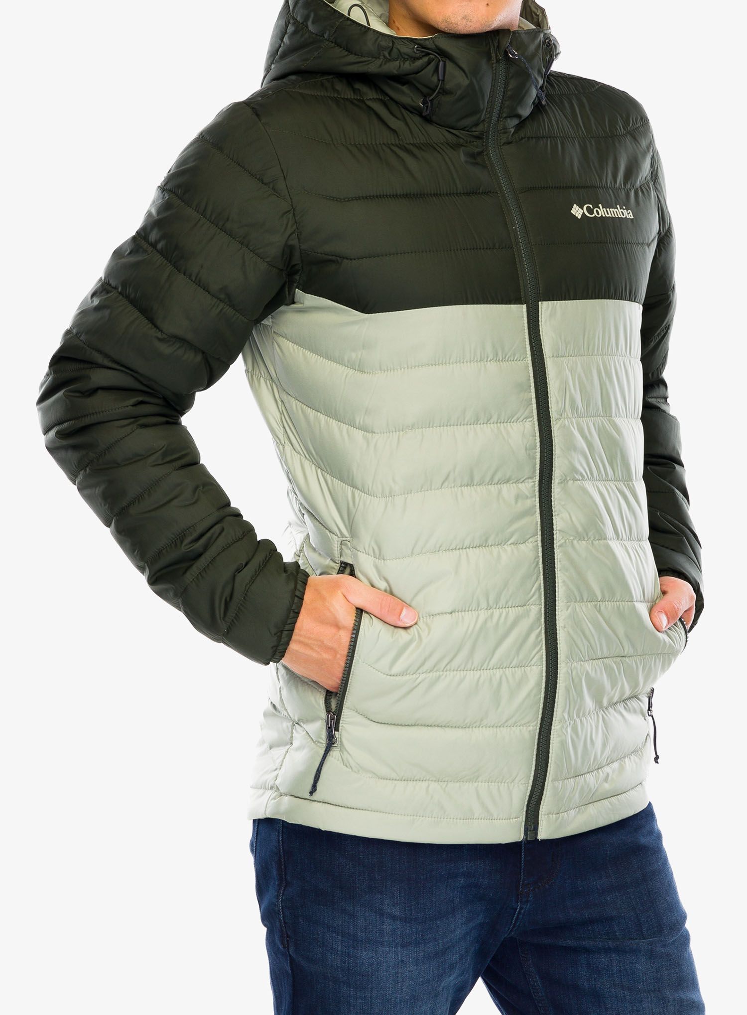 Bunda Columbia Powder Lite II Hooded Jacket - safari/greenscape