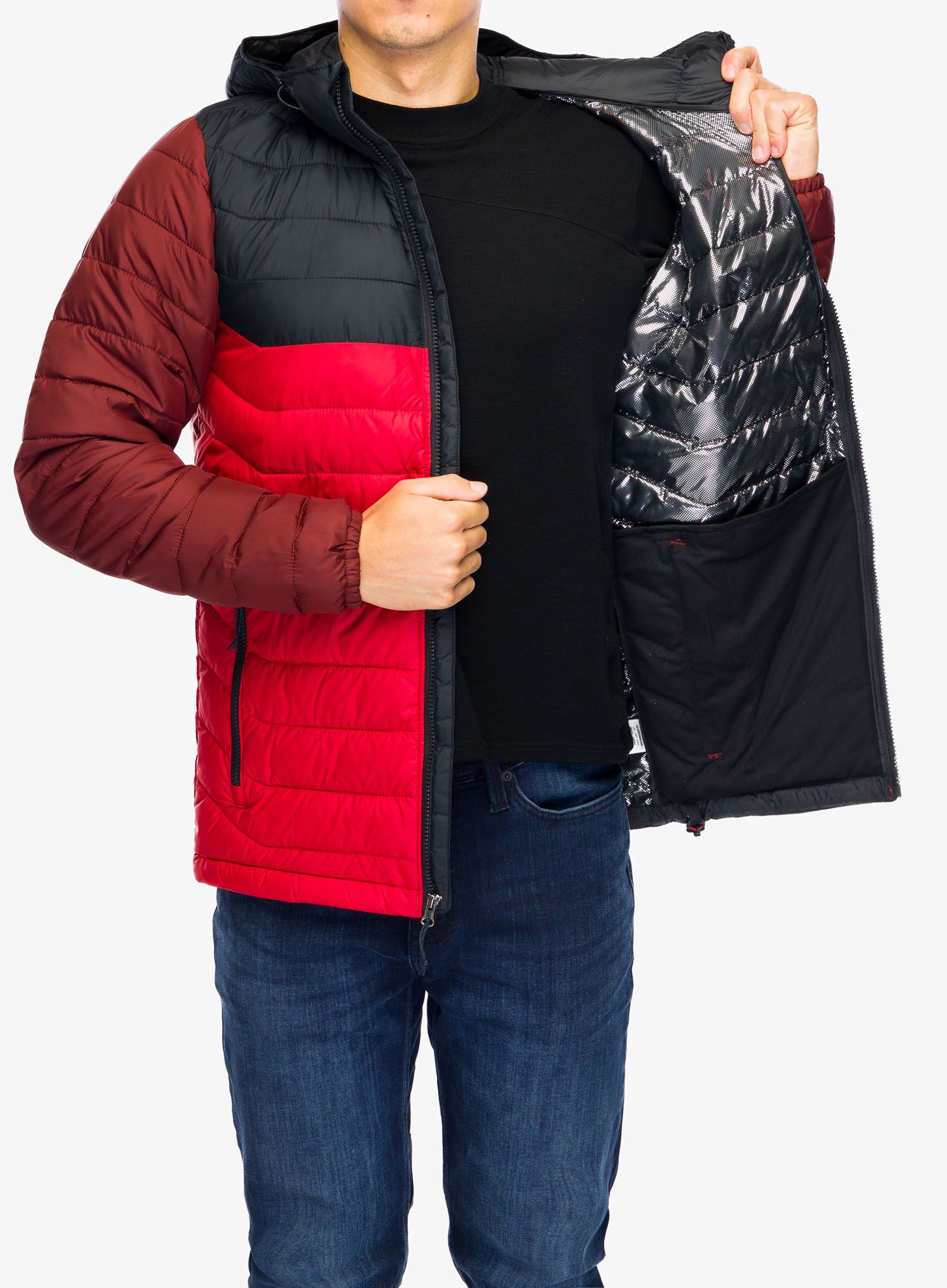 Bunda Columbia Powder Lite II Hooded Jacket - sail red/black/spice