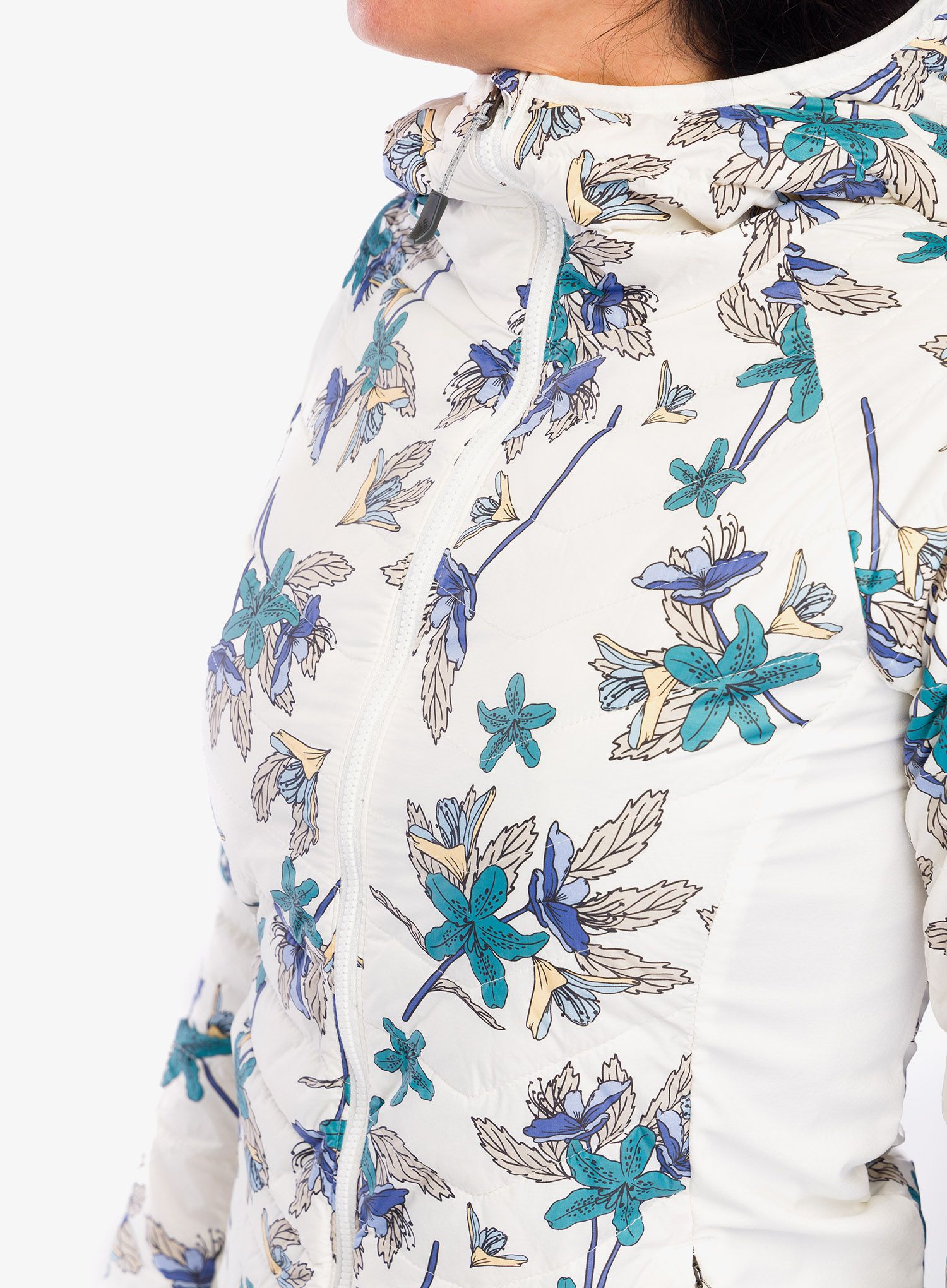 Zateplená bunda dámská Columbia Powder Pass Hooded Jacket - sea salt tiger lilies print
