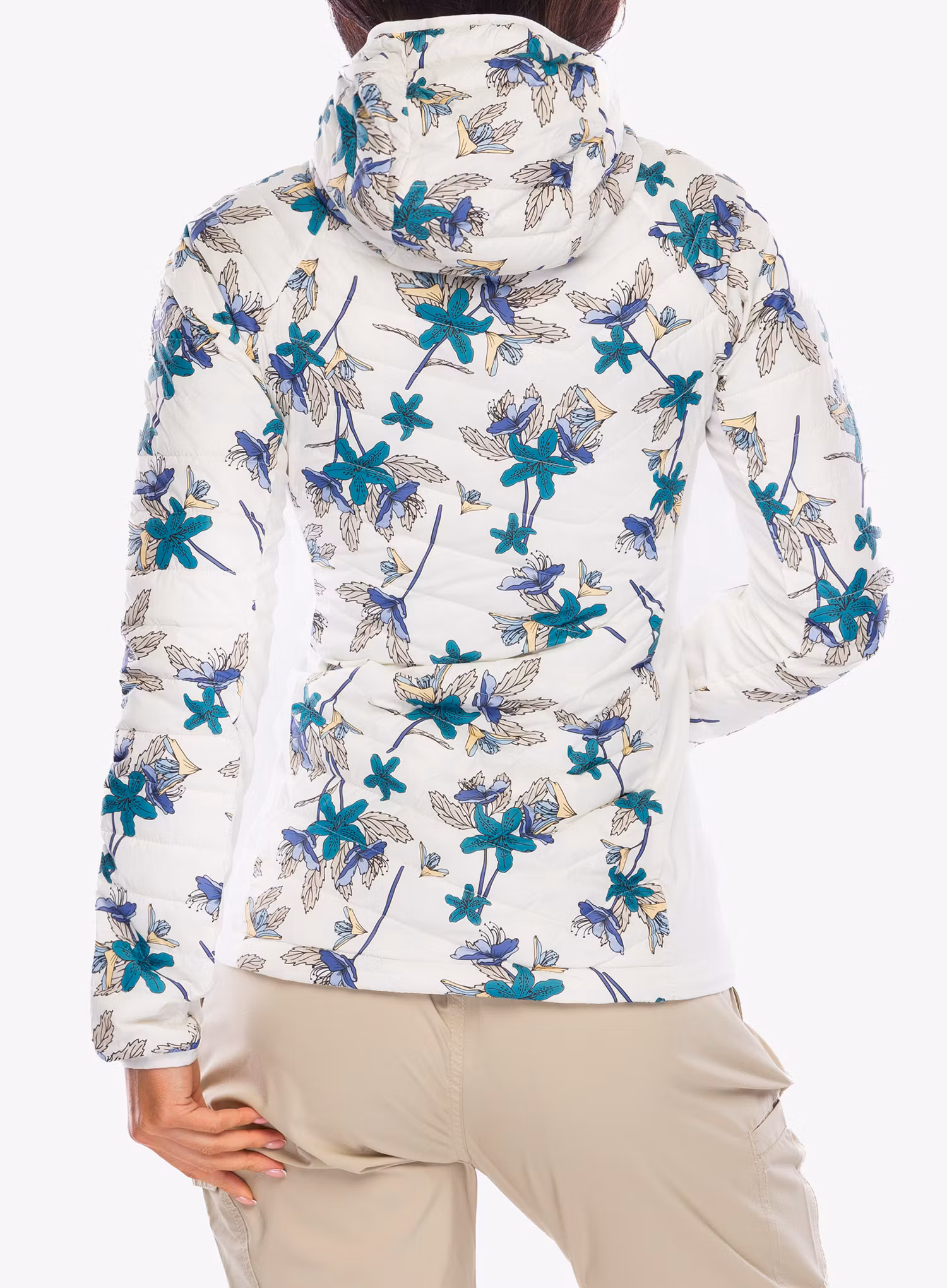 Zateplená bunda dámská Columbia Powder Pass Hooded Jacket - sea salt tiger lilies print