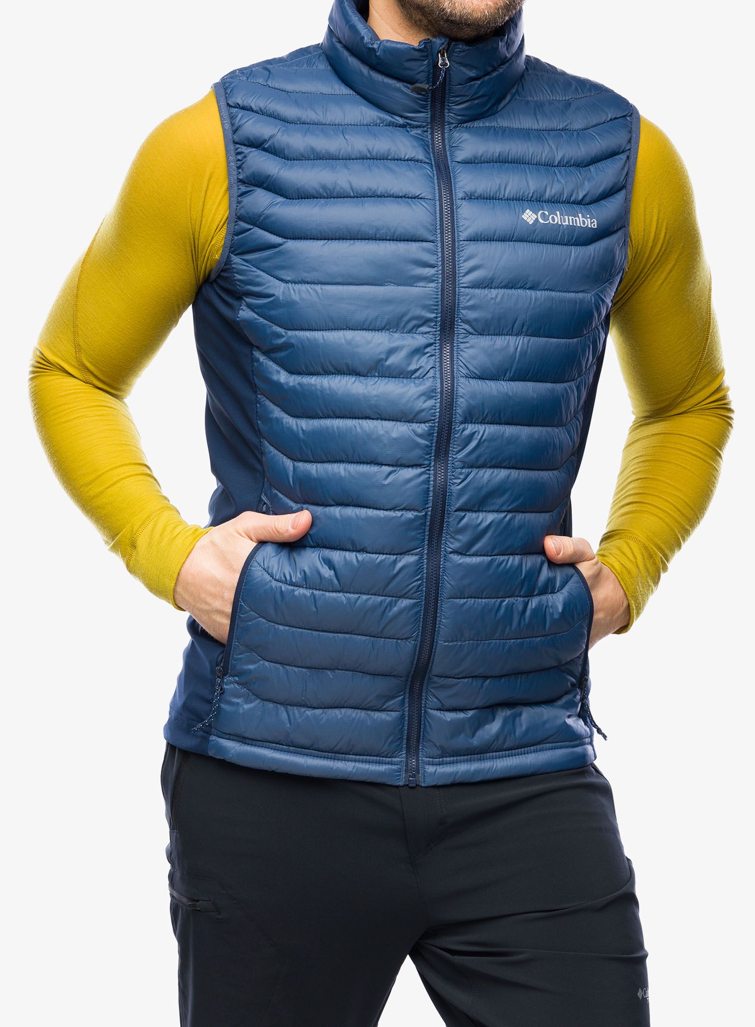 Zateplená vesta Columbia Powder Pass Vest - dark mountain/collegiate navy