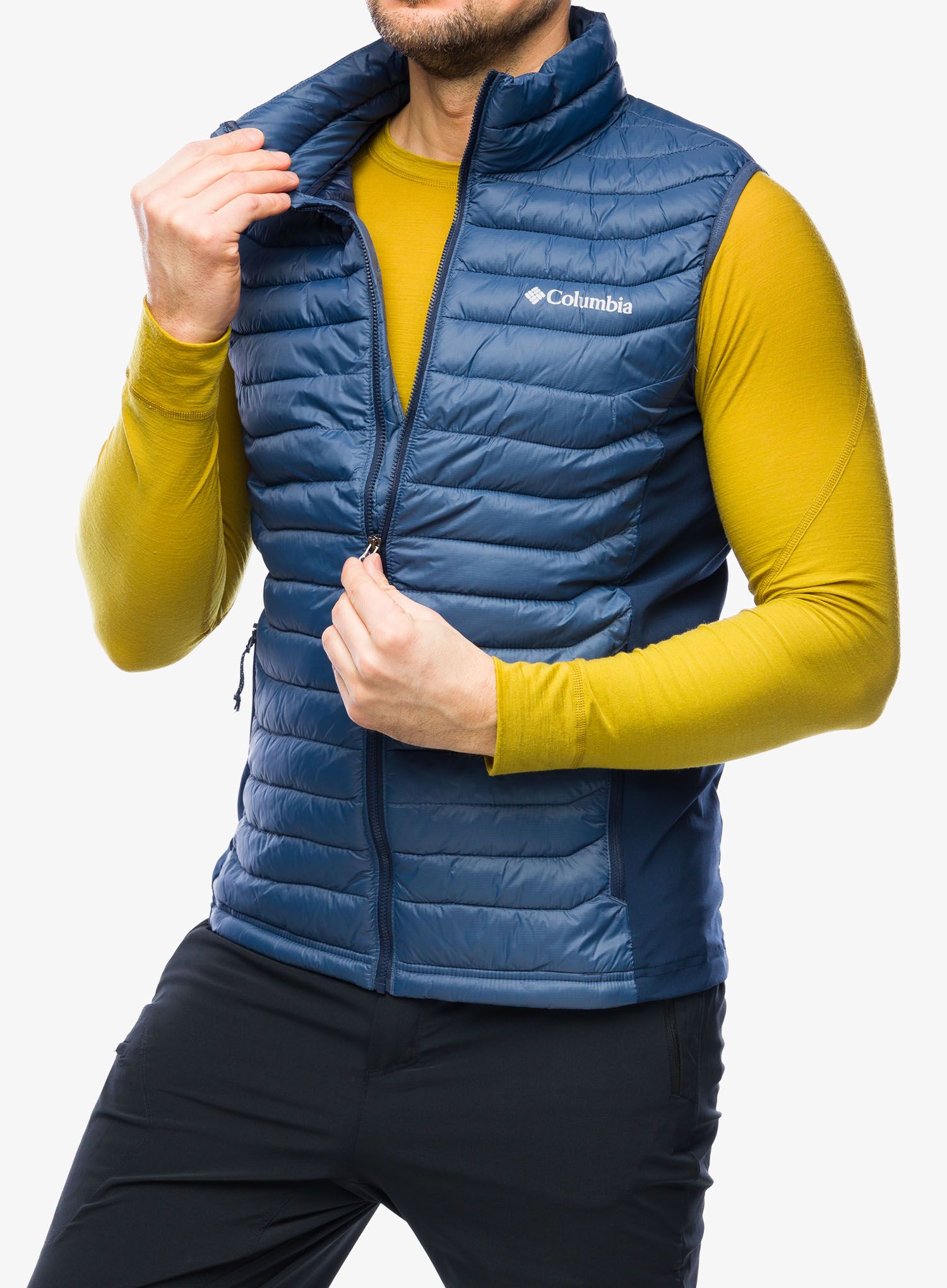 Zateplená vesta Columbia Powder Pass Vest - dark mountain/collegiate navy