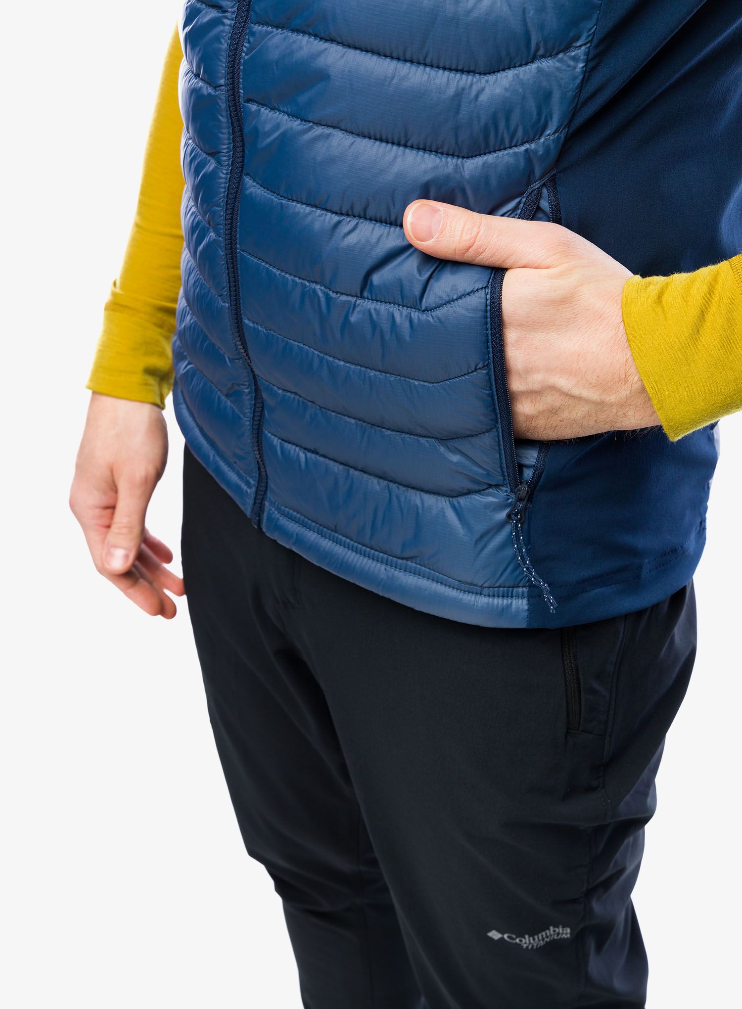 Zateplená vesta Columbia Powder Pass Vest - dark mountain/collegiate navy