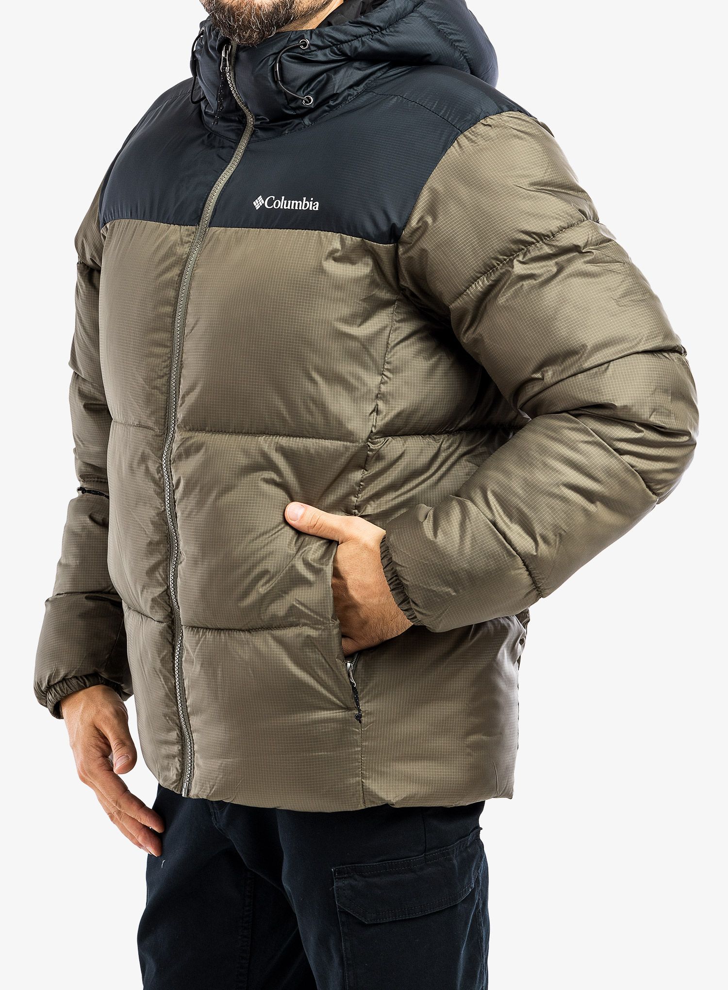 Bunda Columbia Puffect Hooded Jacket - stone green/black