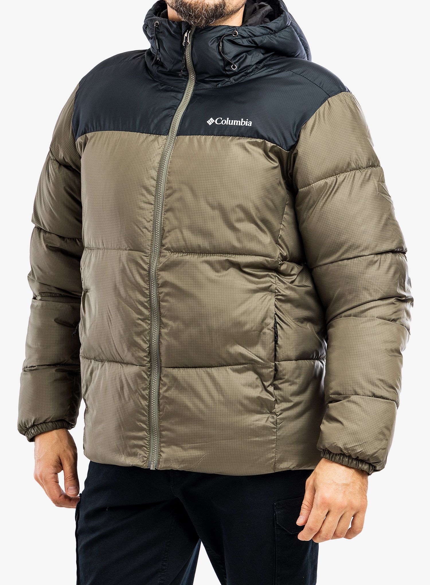 Bunda Columbia Puffect Hooded Jacket - stone green/black