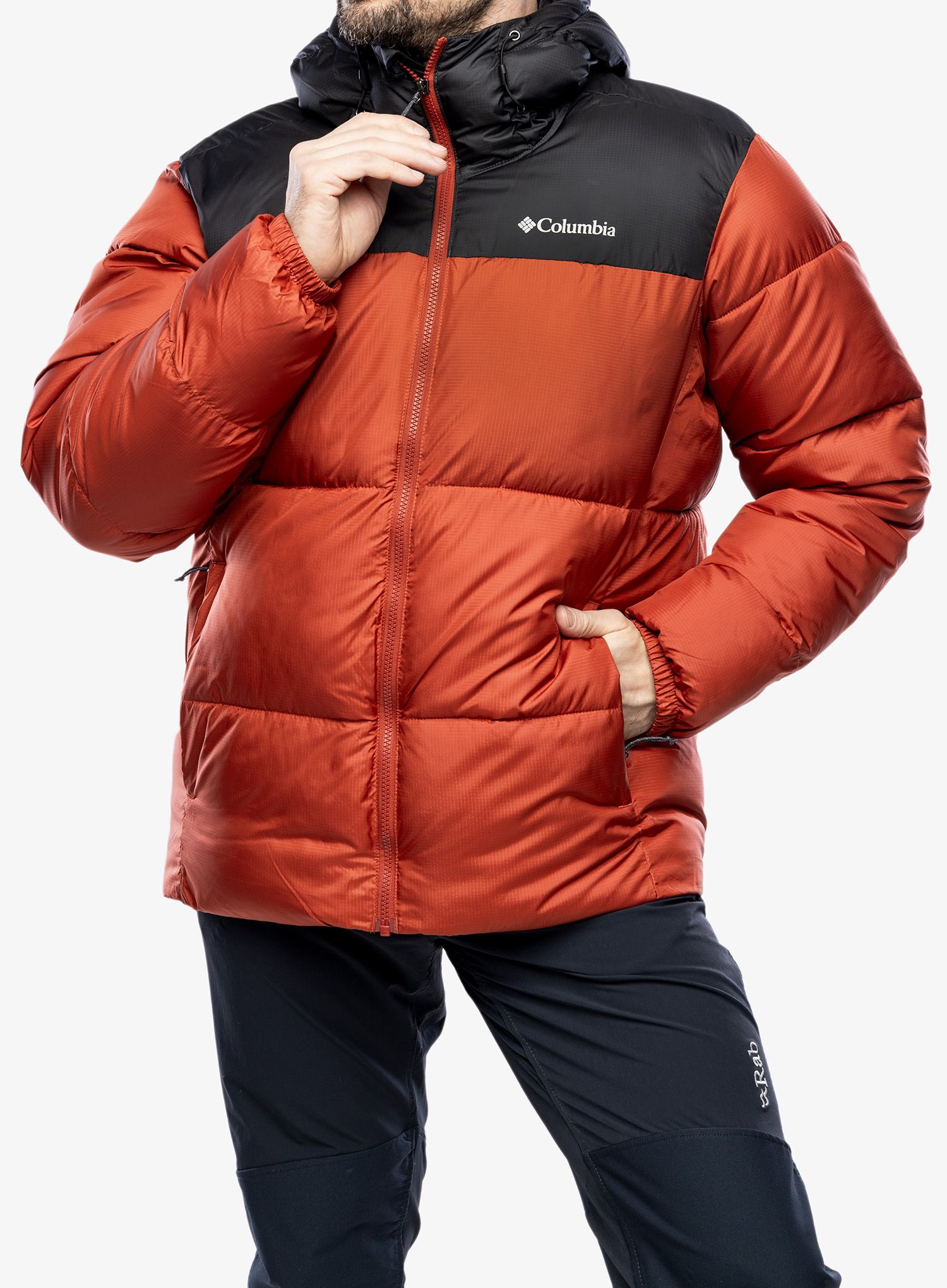 Zateplená bunda Columbia Puffect Hooded Jacket - warp red/shark