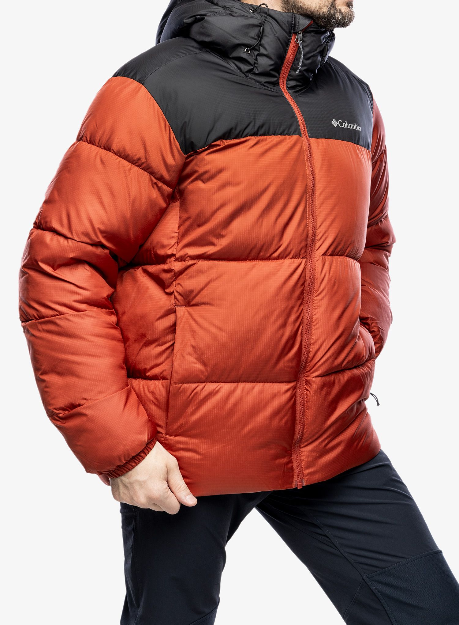 Zateplená bunda Columbia Puffect Hooded Jacket - warp red/shark