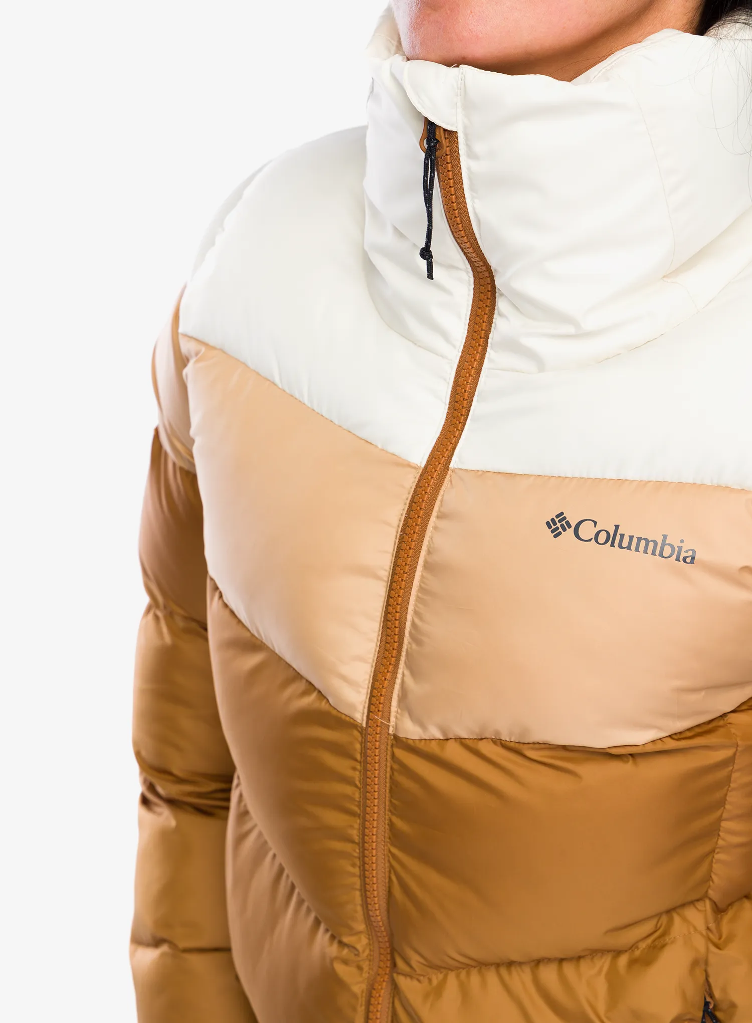 Zateplená bunda dámská Columbia Puffect II Colorblock Jacket - camel brown/canoe/chalk