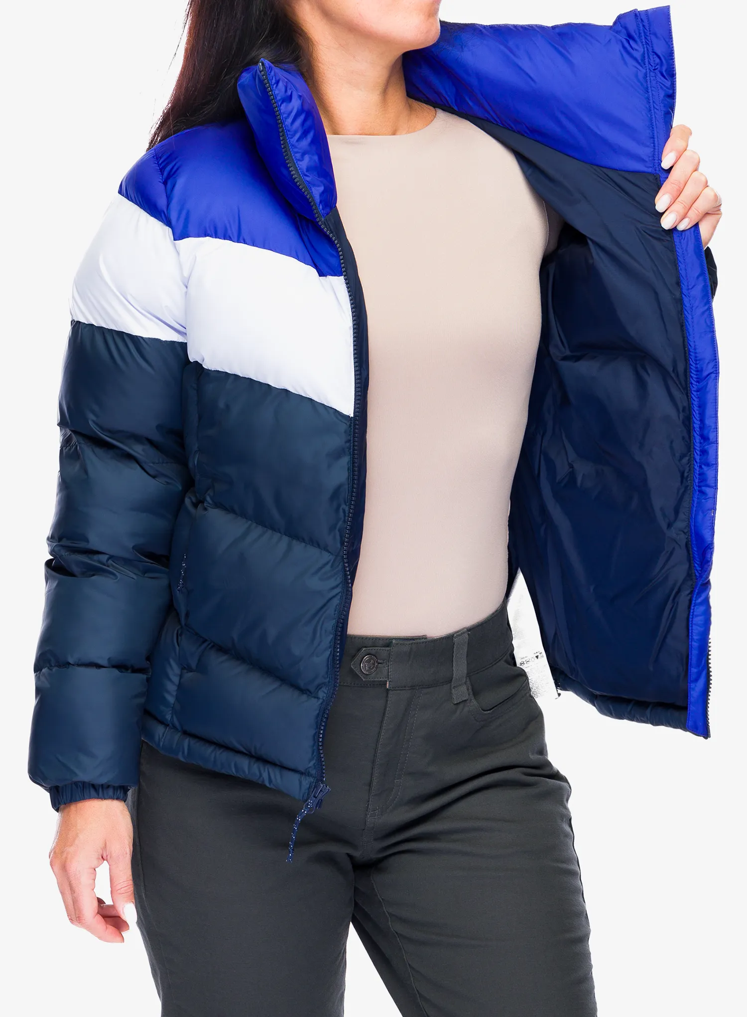 Zateplená bunda dámská Columbia Puffect II Colorblock Jacket - collegiate navy/snowdrift/blue