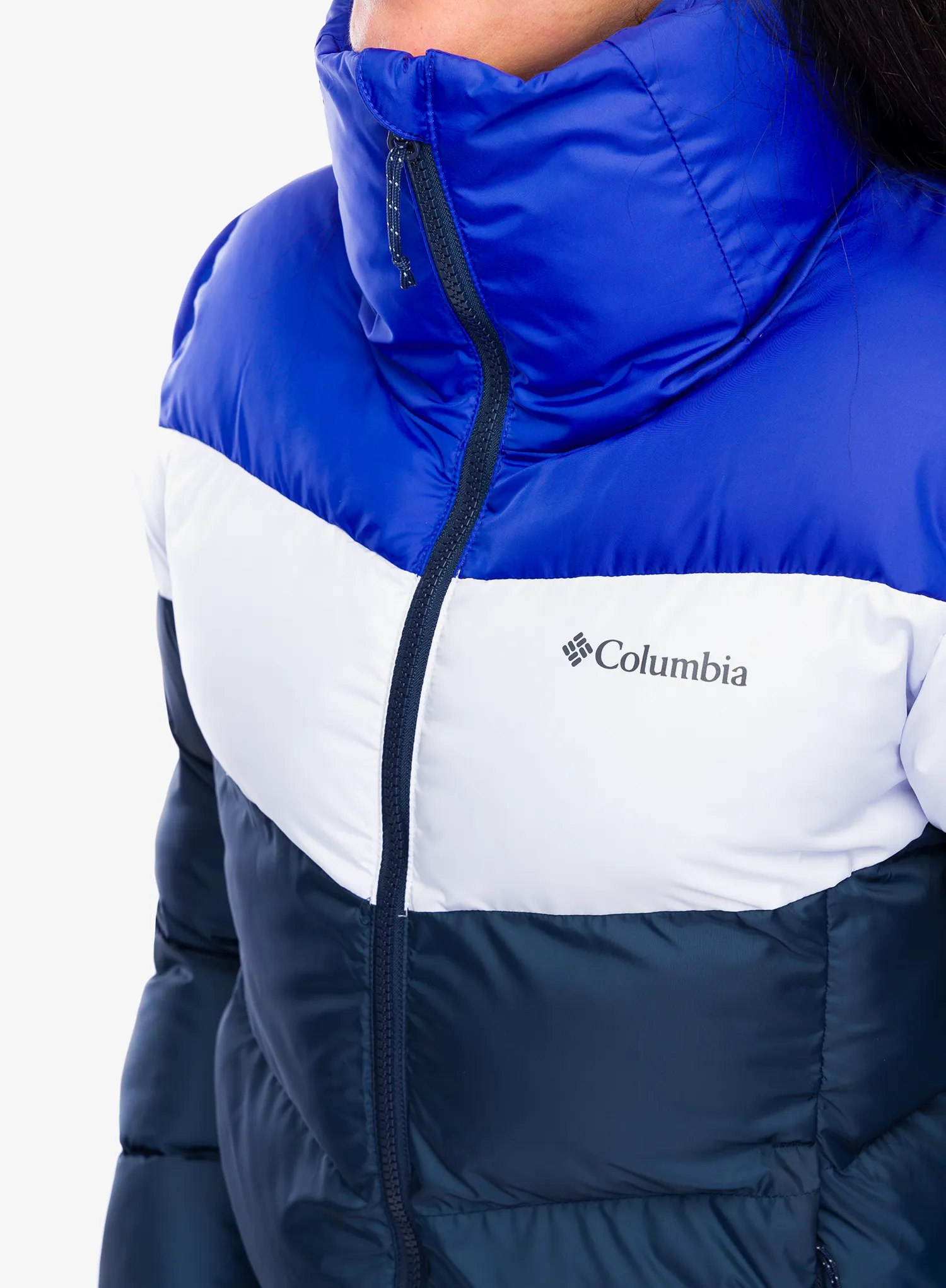 Zateplená bunda dámská Columbia Puffect II Colorblock Jacket - collegiate navy/snowdrift/blue