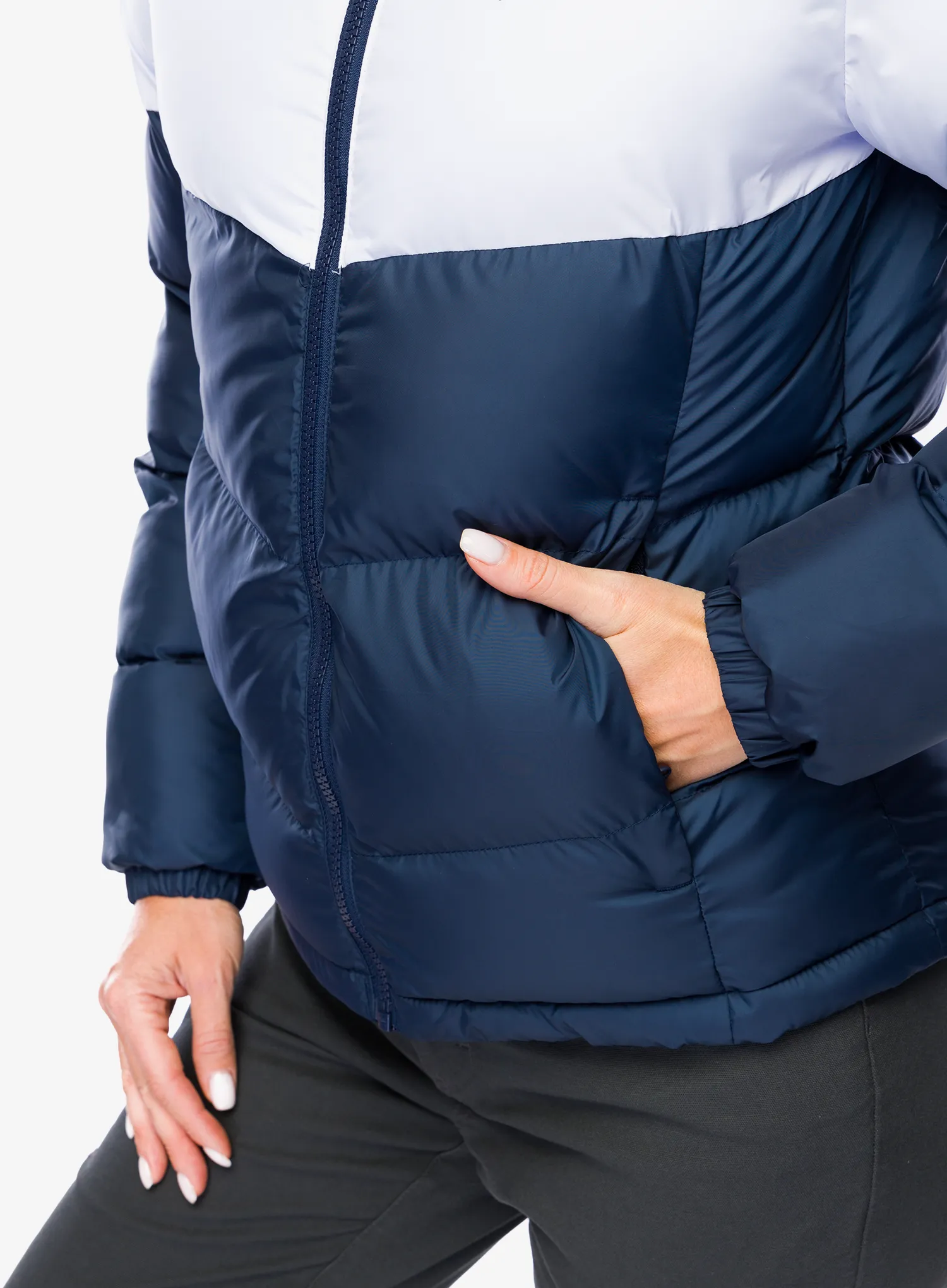 Zateplená bunda dámská Columbia Puffect II Colorblock Jacket - collegiate navy/snowdrift/blue